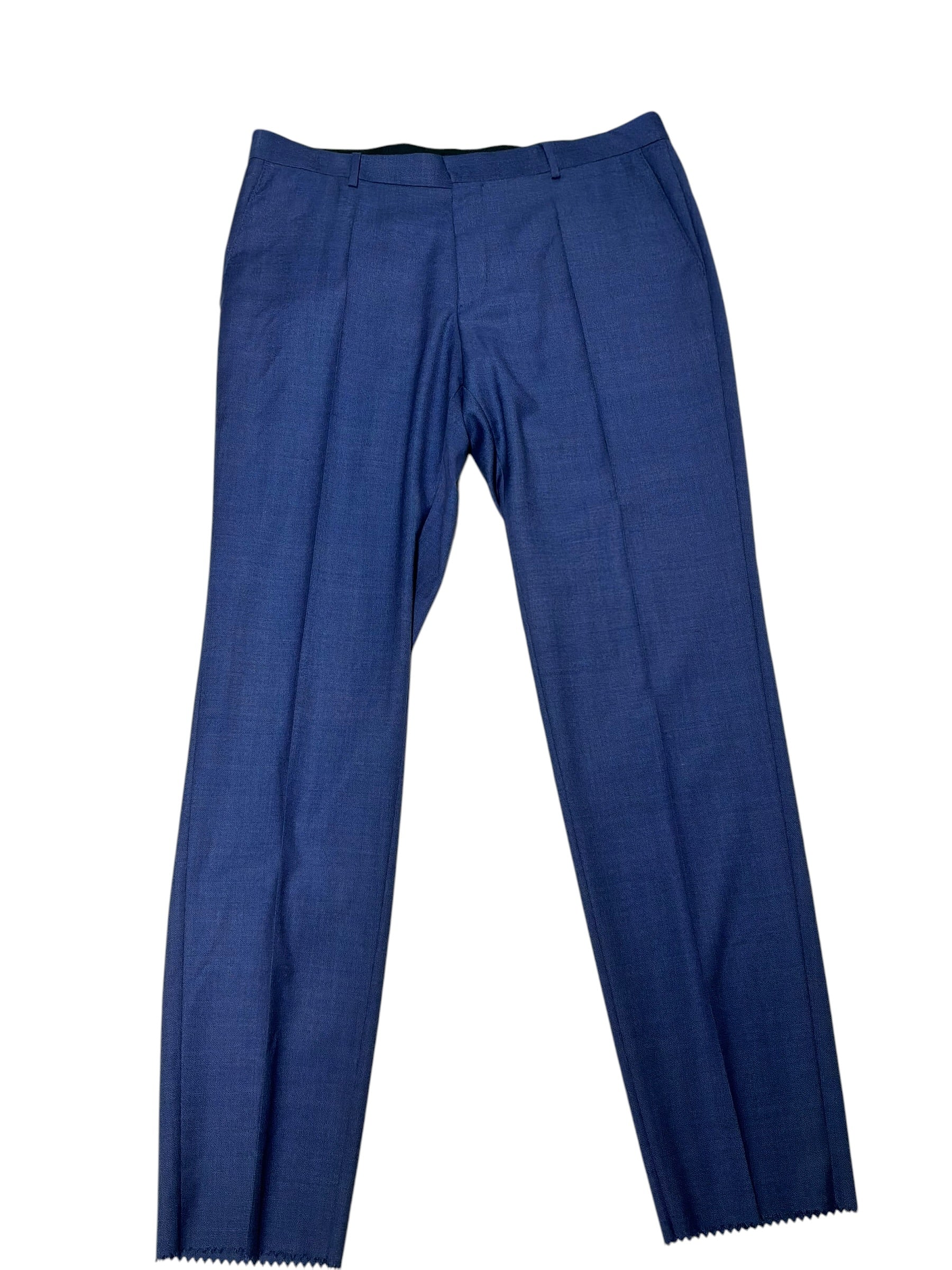Hugo Boss Mens Slim fit Dress Pants Size 38 Blue Birdseye Wool