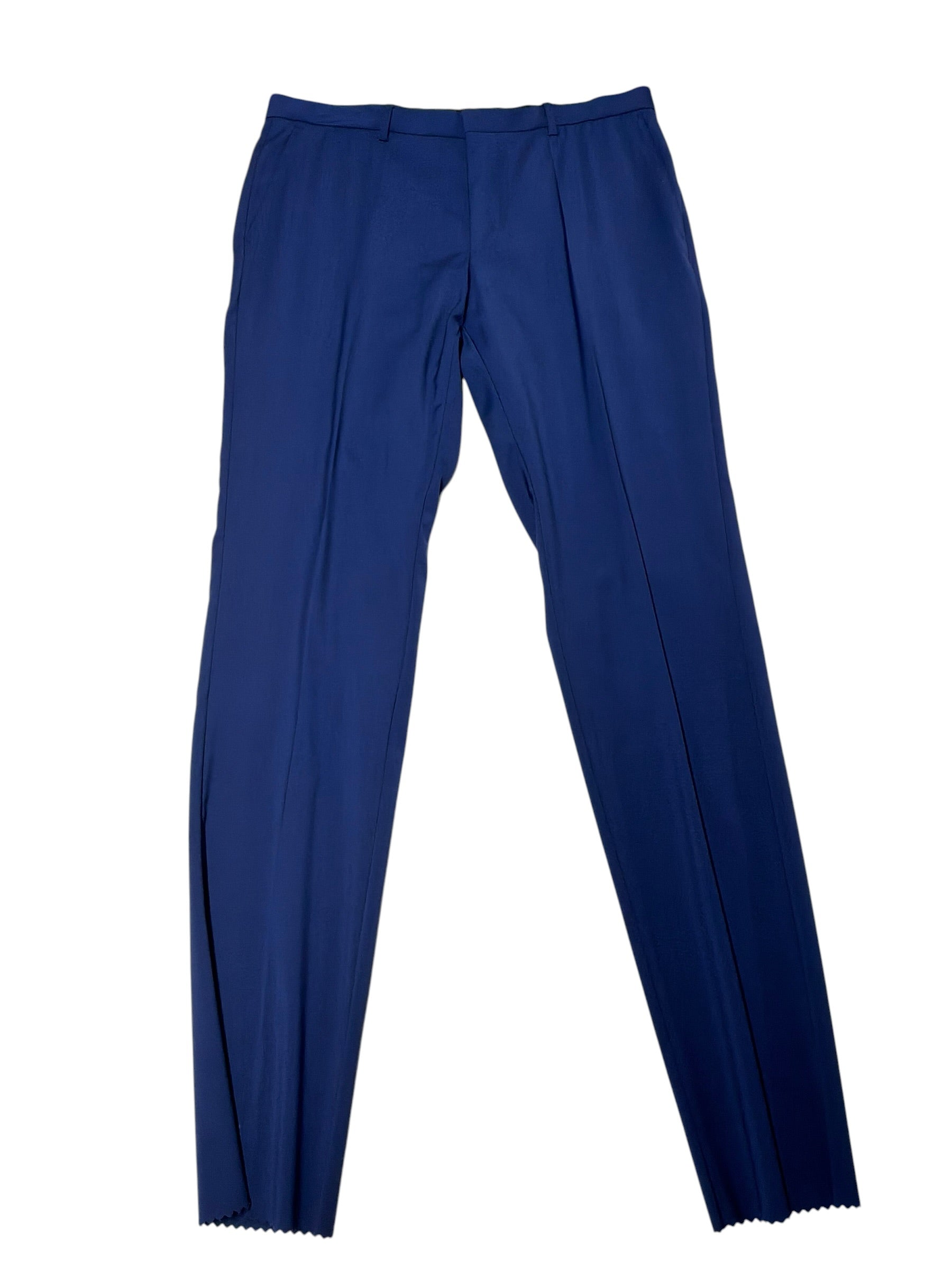 Hugo Boss Mens Slim fit Dress Pants Size 34 Solid Blue Wool