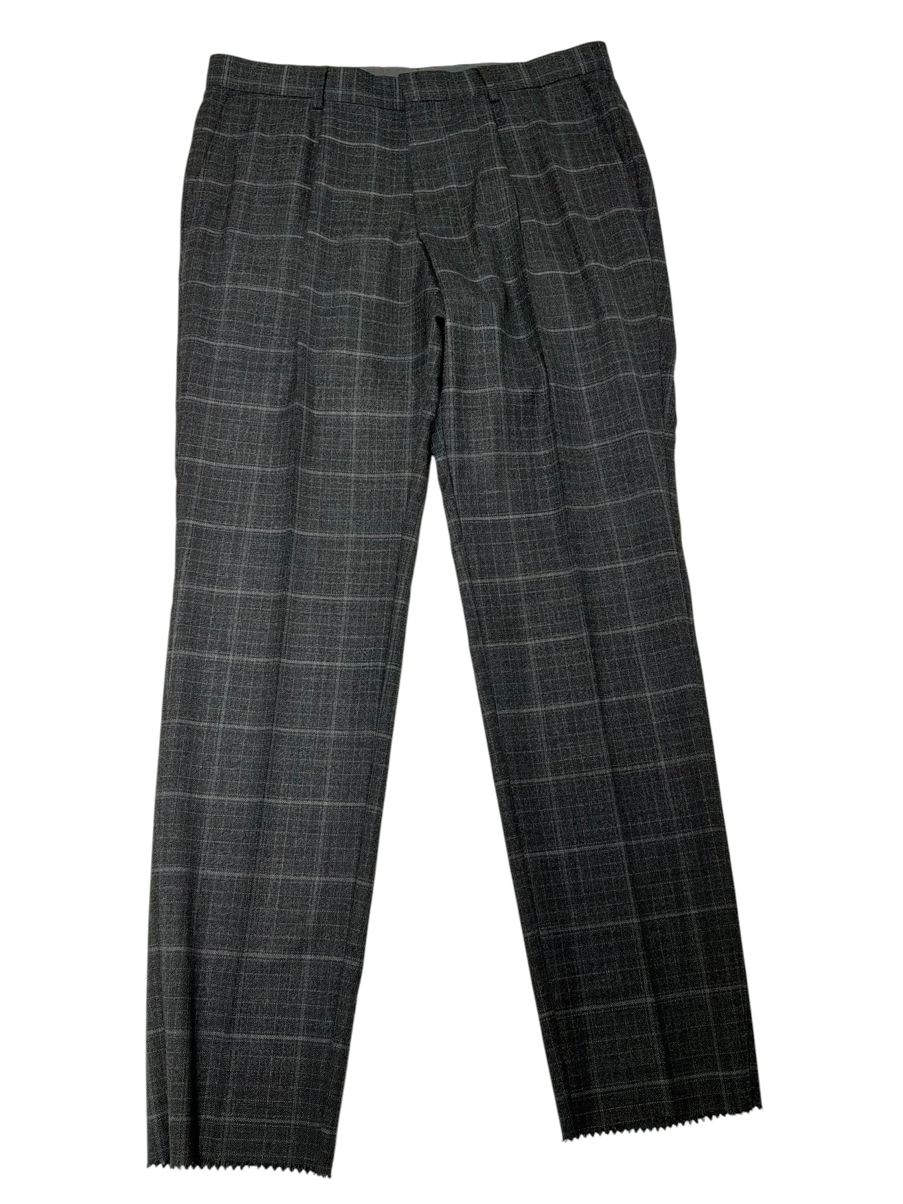 Hugo Boss Mens Regular fit Dress Pants Size 34 Charcoal Grey Plaid