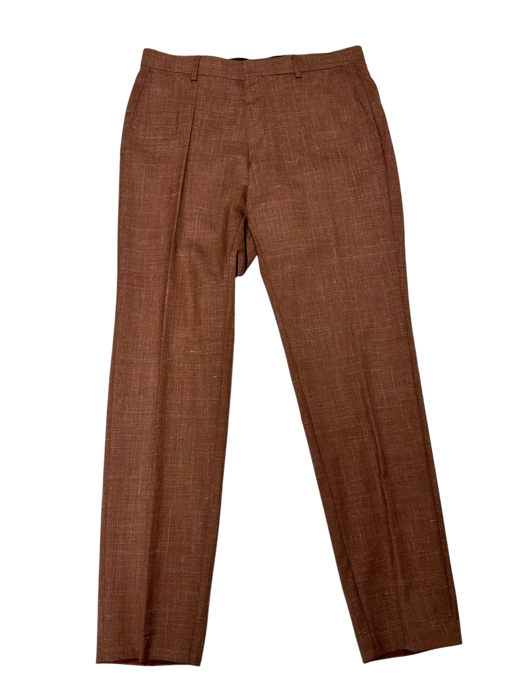 Hugo Boss Mens Regular fit Dress Pants Size 32 Orange Wool Linen Blend