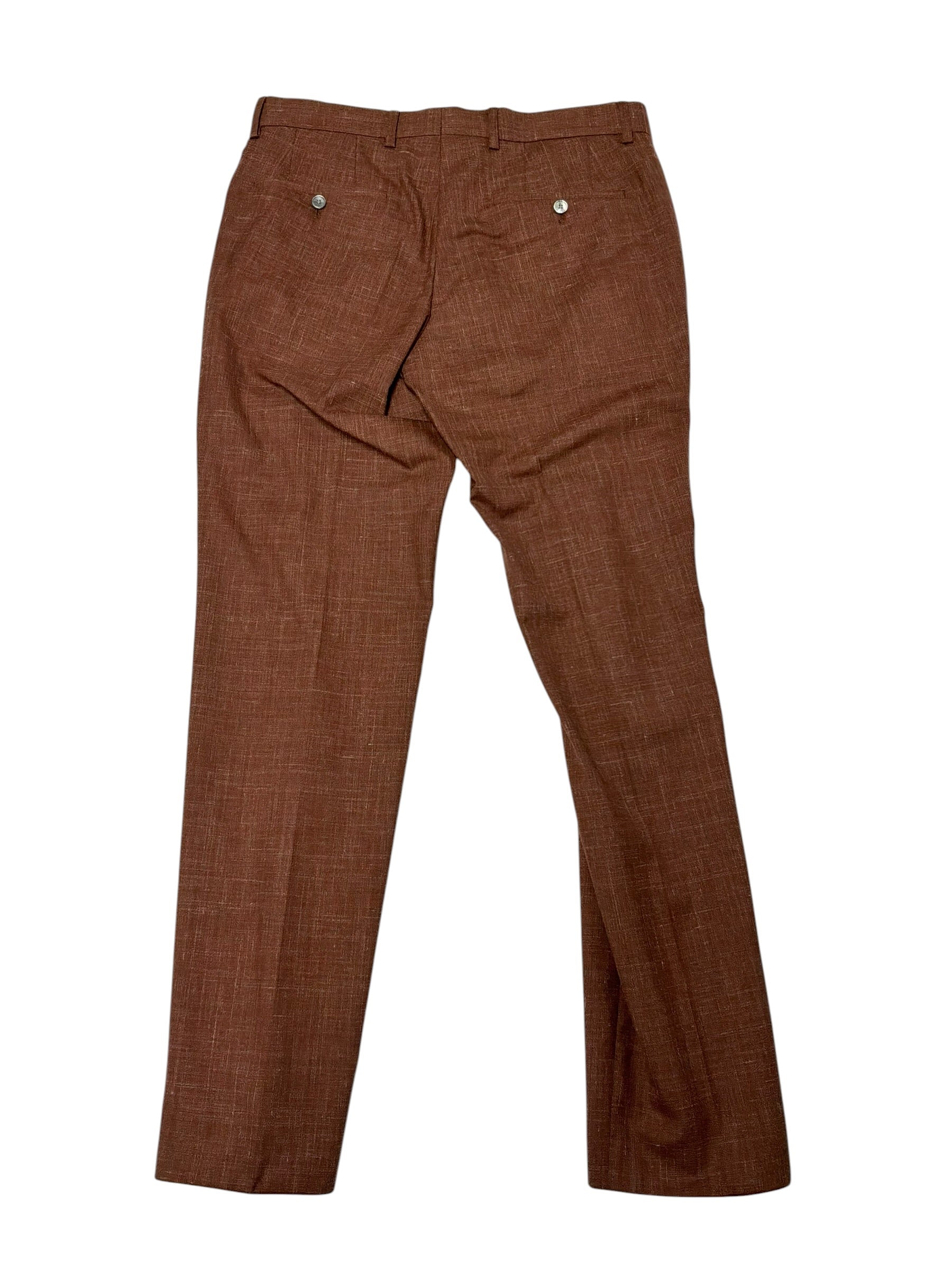 Hugo Boss Mens Regular fit Dress Pants Size 32 Orange Wool Linen Blend