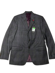 Ted Baker Mens Slim fit 2 Piece Suit 40 R / 34 Waist Grey Purple Plaid Stretch