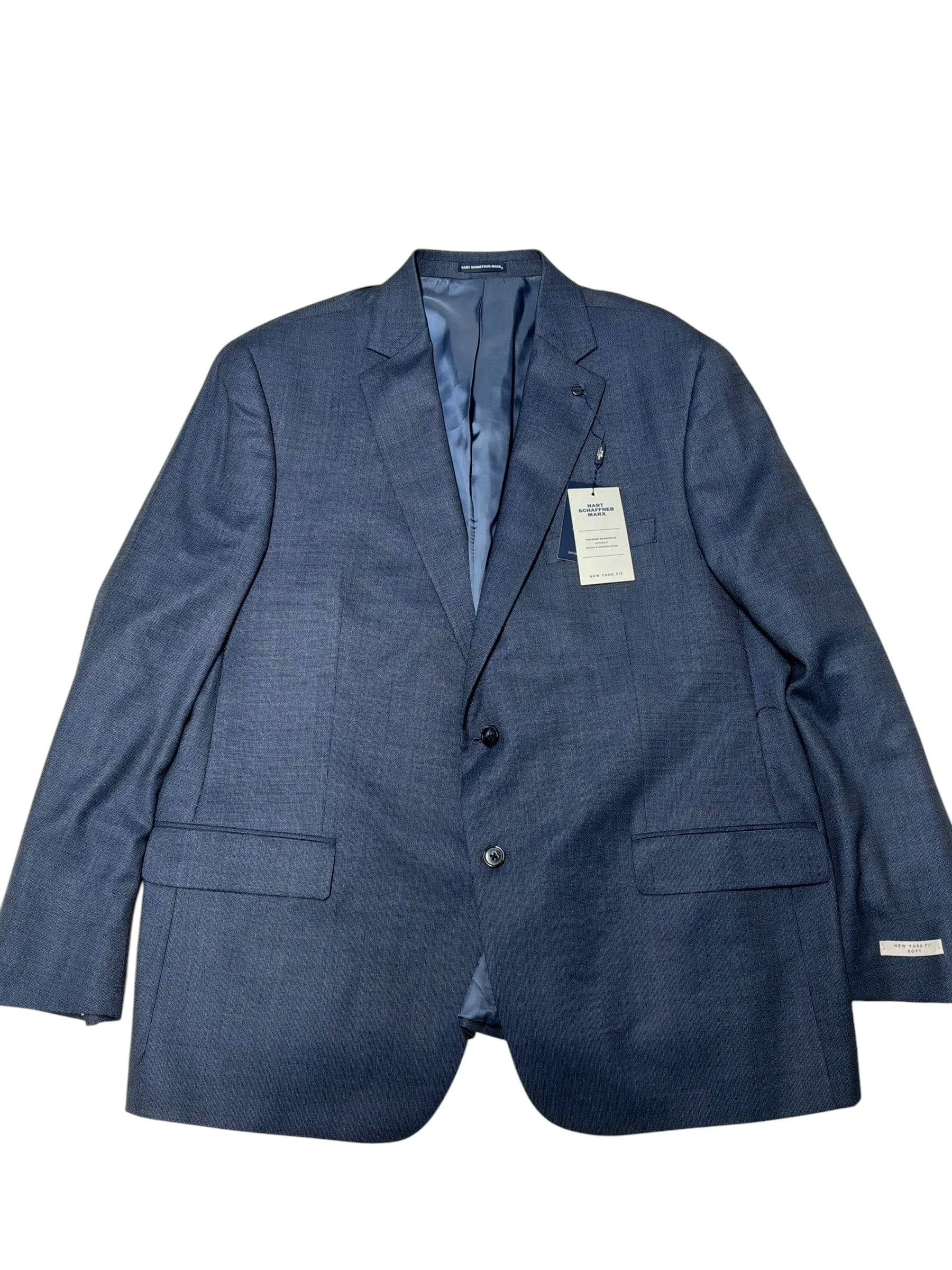 Hart Schaffner Marx Mens Regular fit 2 Piece Suit 50 R / 45 Waist Blue Stretch