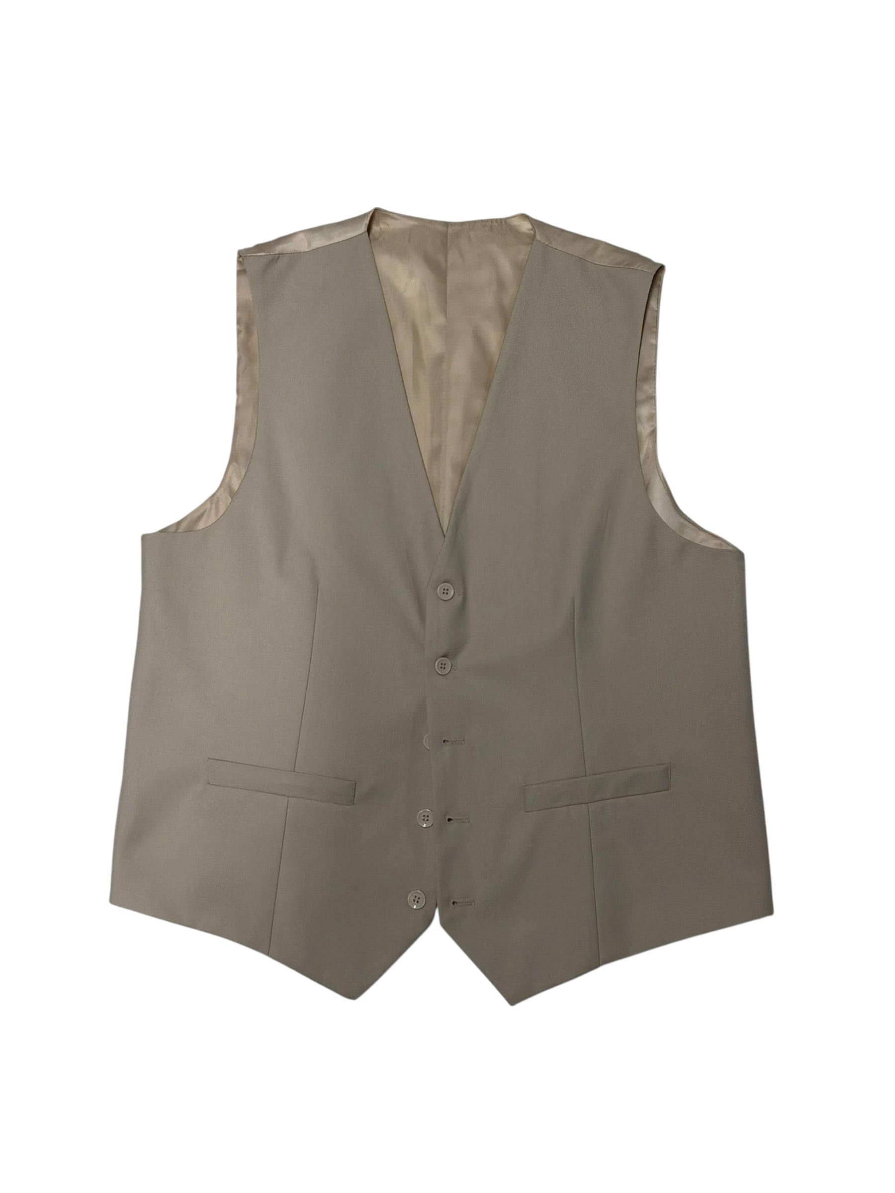 Braveman Mens Modern fit 3 Vested Piece Suit 42 L / 36 Waist Beige Khaki