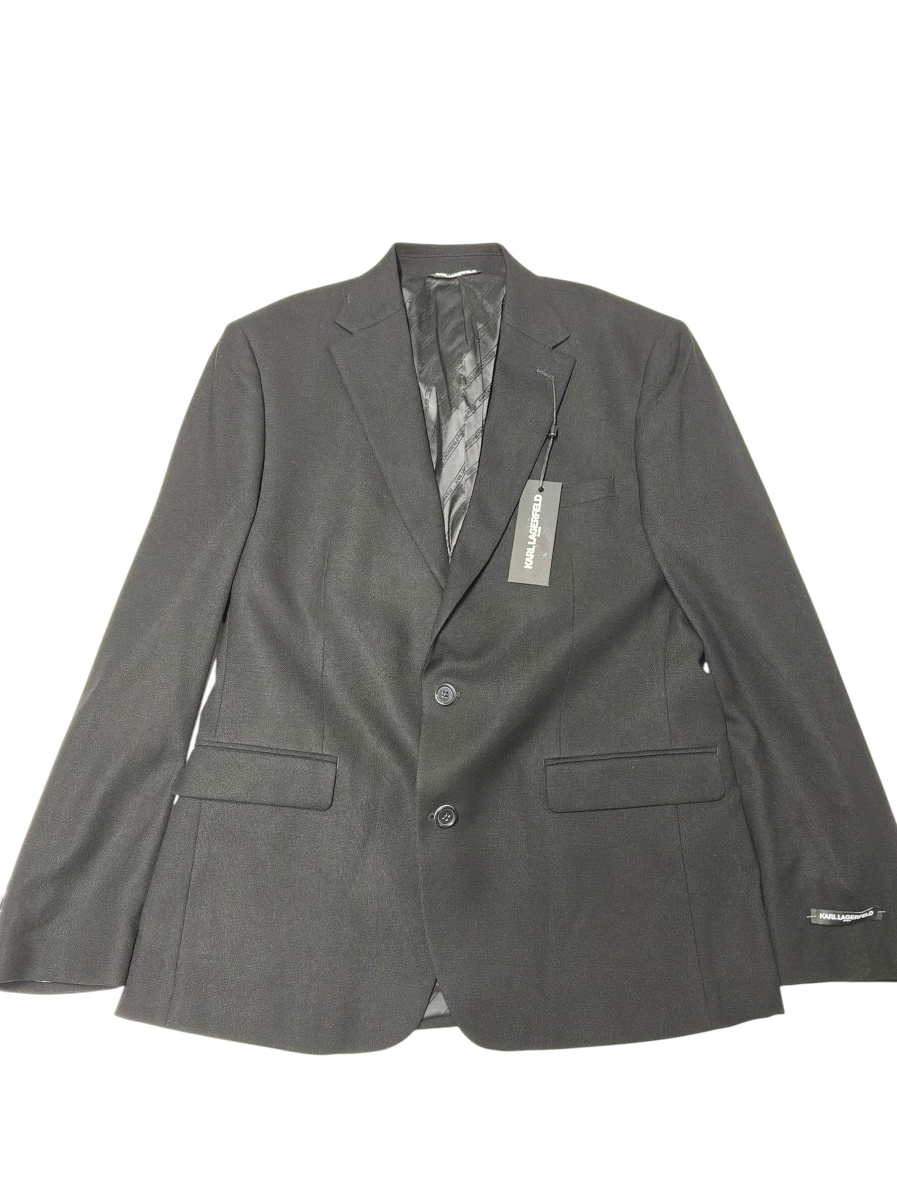 Karl Lagerfeld Paris Mens Modern fit Suit Jacket Blazer 42 R Black Solid Stretch