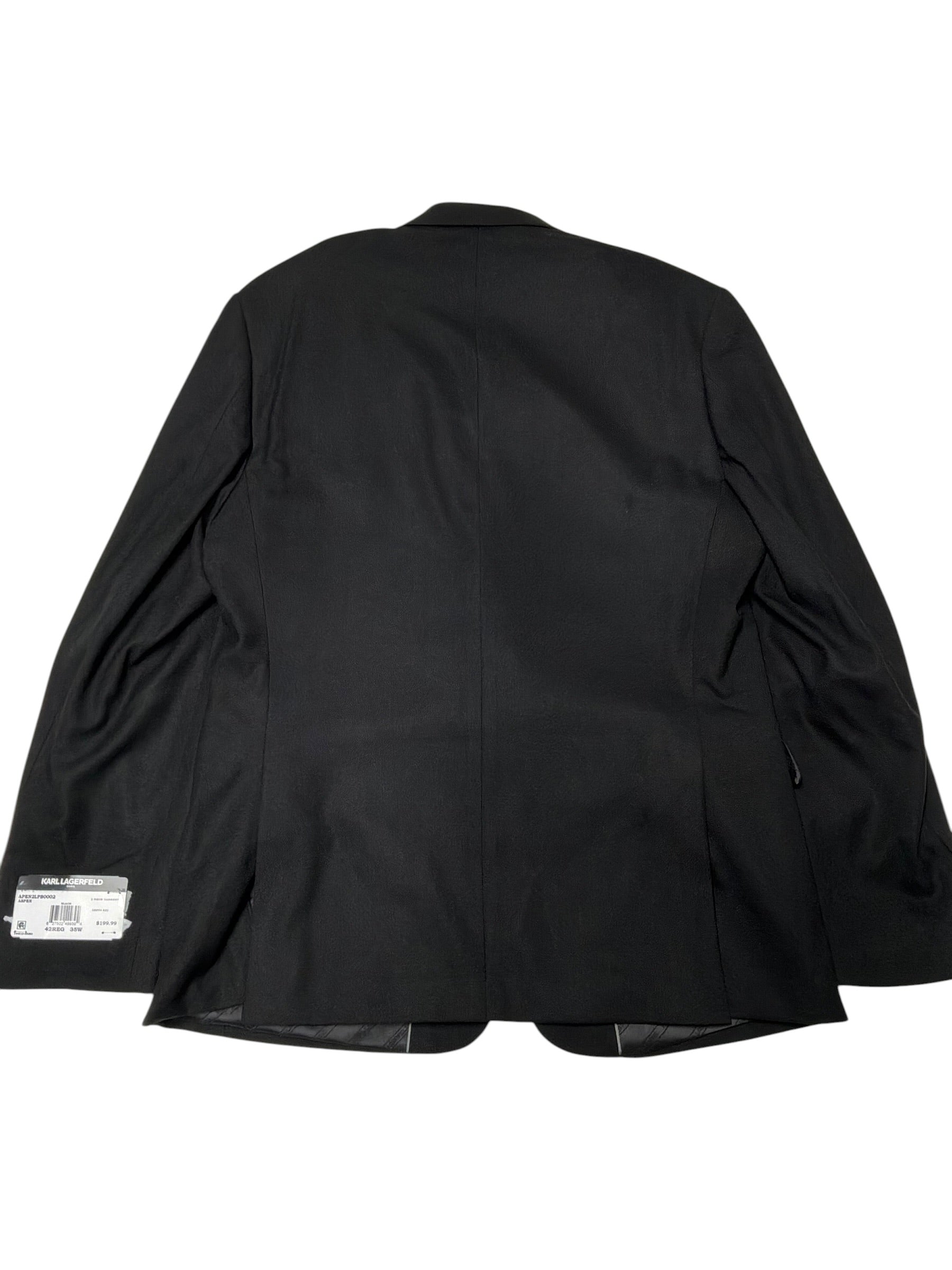 Karl Lagerfeld Paris Mens Modern fit Suit Jacket Blazer 42 R Black Solid Stretch