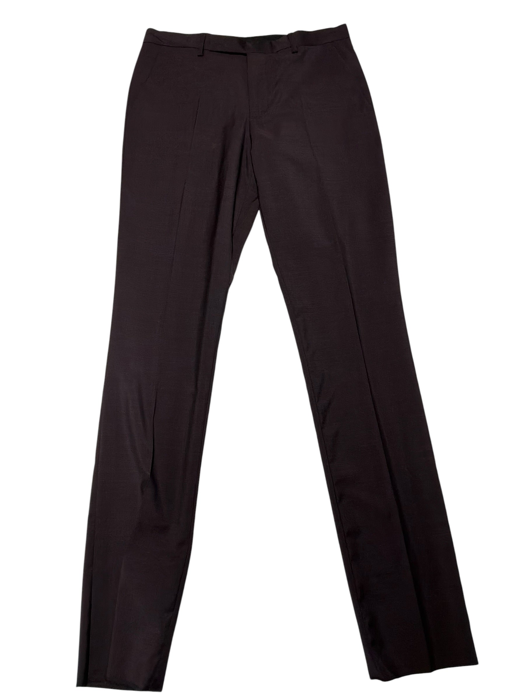 Paul Smith Mens Extra-Slim fit Soho Dress Pants Size 29 Burgundy Red Solid Wool