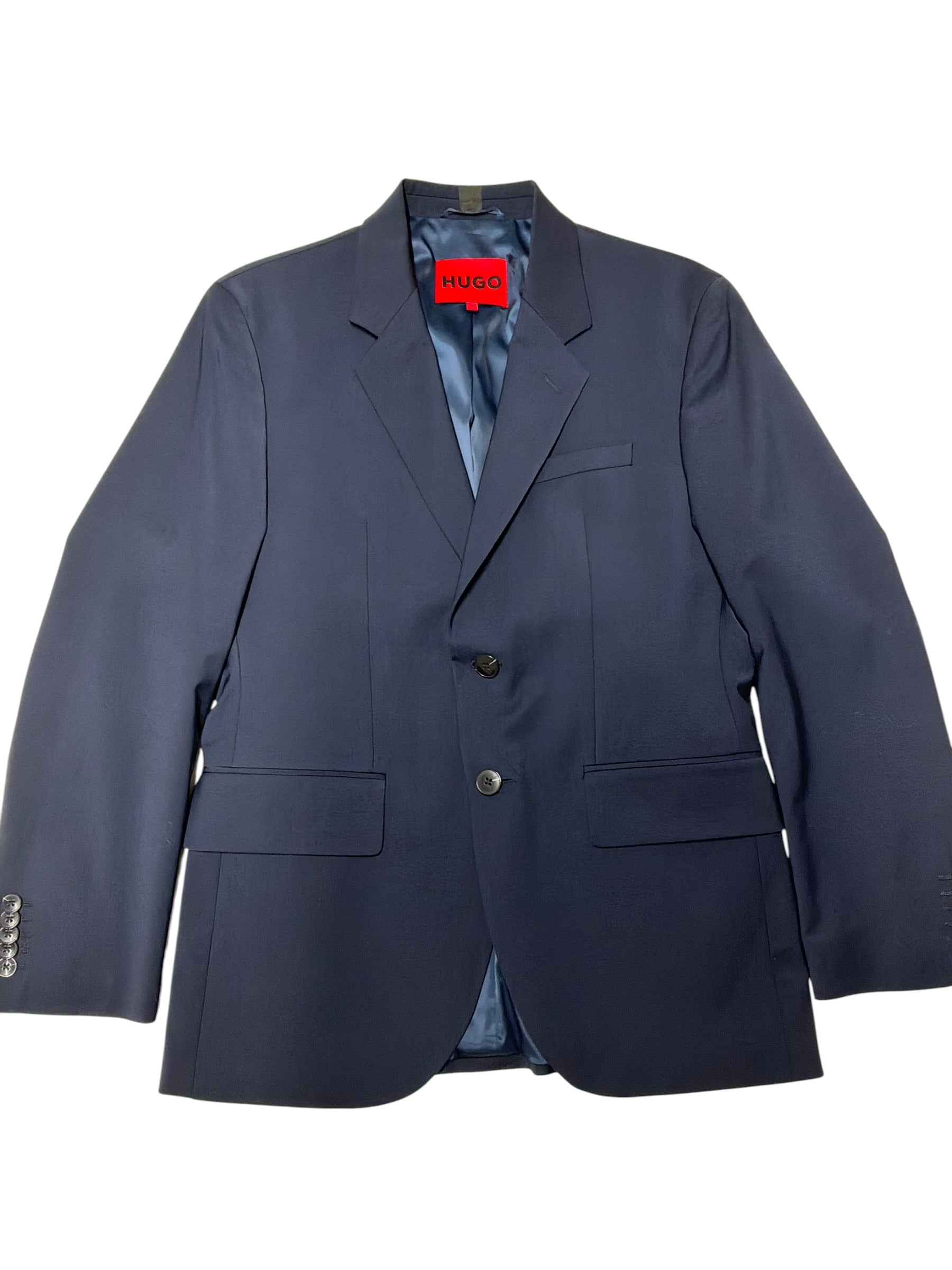Hugo Boss Mens Modern fit Suit Jacket Blazer 36 S Navy Blue Solid Stretch