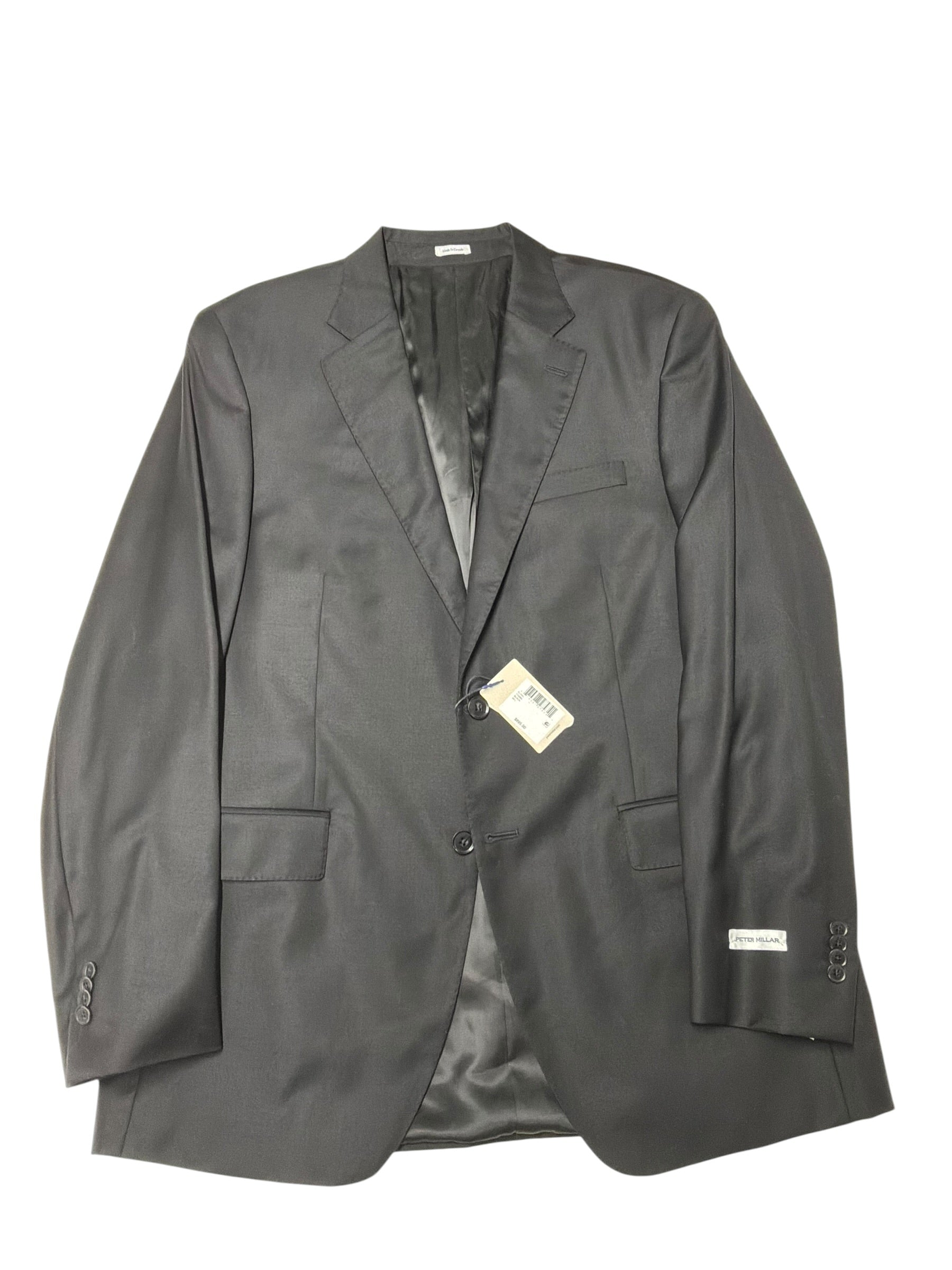 Peter Millar Mens Regular fit Suit Jacket Blazer 44 L Black Solid Stretch