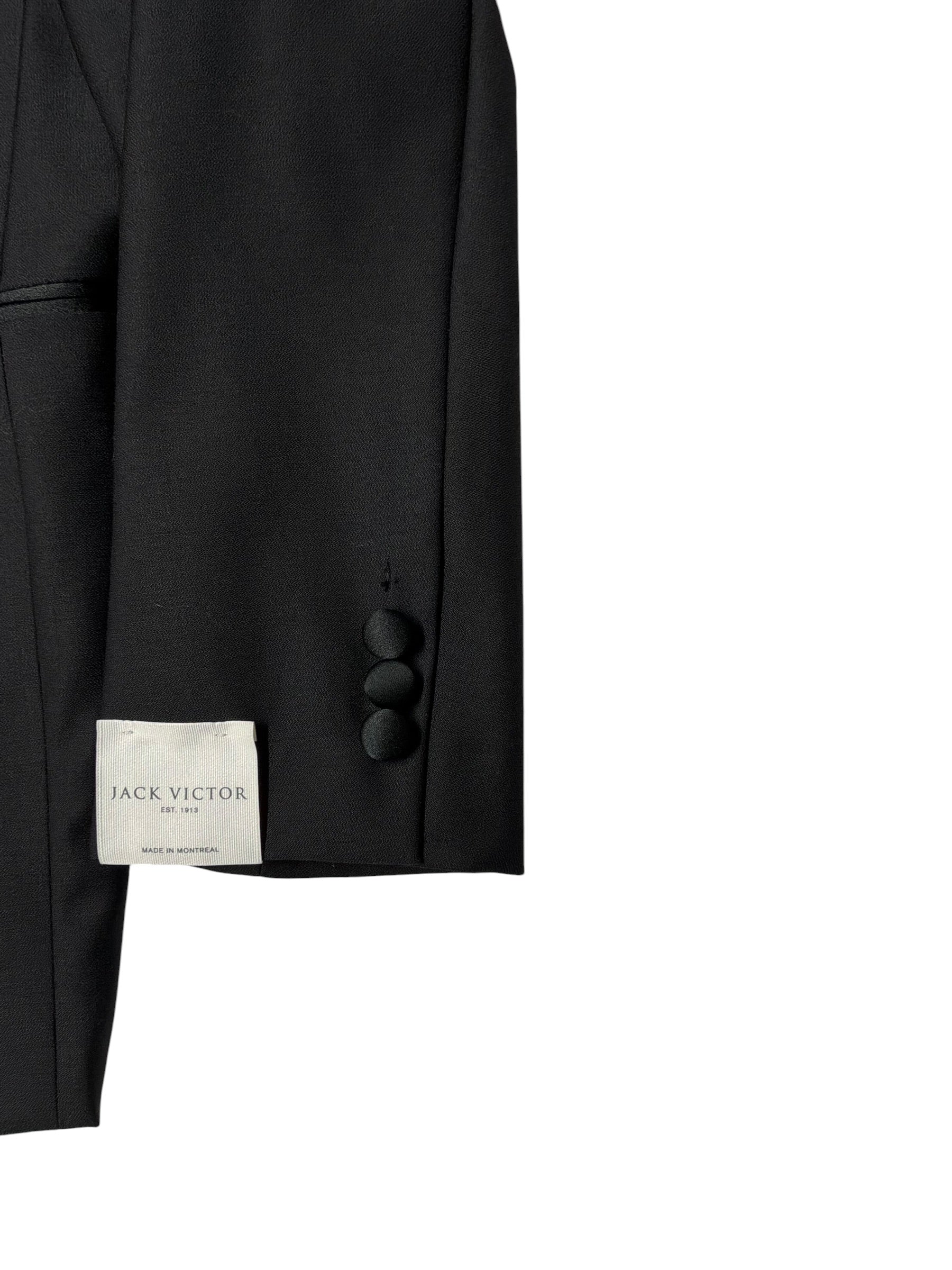 Jack Victor Mens Regular fit Tuxedo Jacket Blazer 40 R Black Solid Stretch Wool