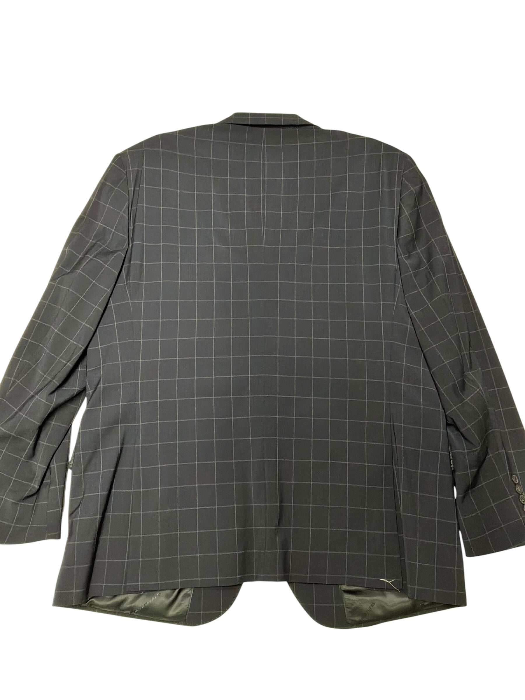 Brooks Brothers Men's Classic-Fit Windowpane Suit Jacket Blazer 54 L Navy Blue