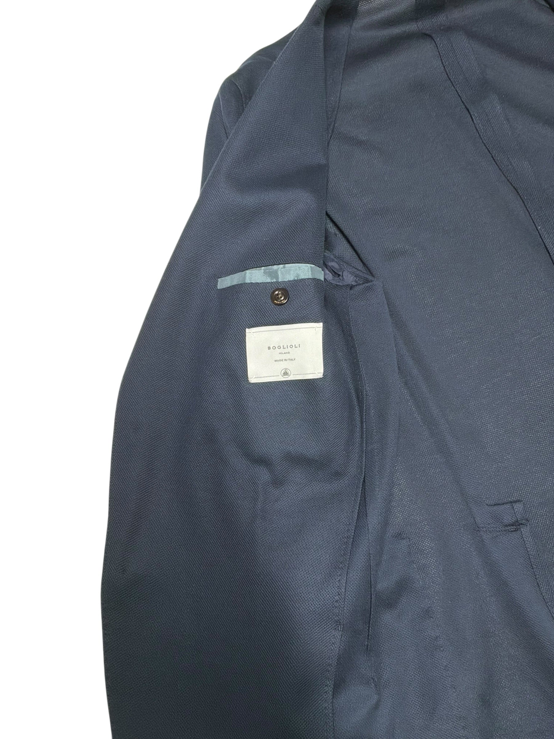 Boglioli Cotton Pique Jersey Slim Fit K. Jacket Sport Coat 42R Navy Blue