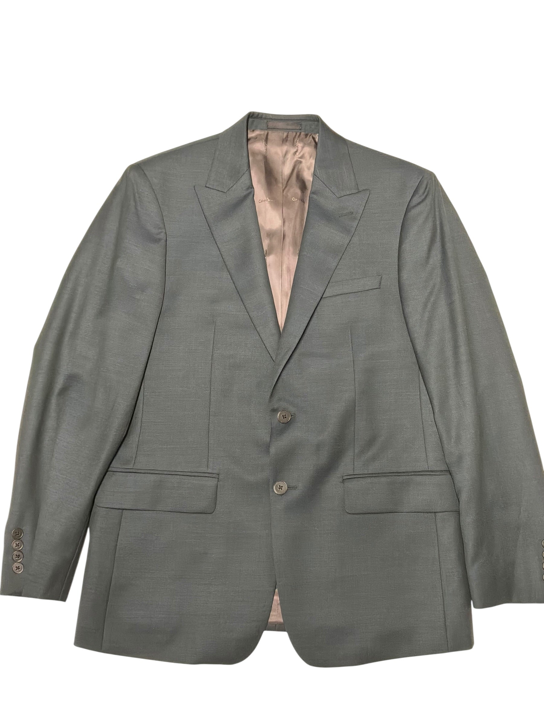 Calvin Klein Mens Regular fit Suit Jacket Blazer 42 R Green Solid Wool Stretch