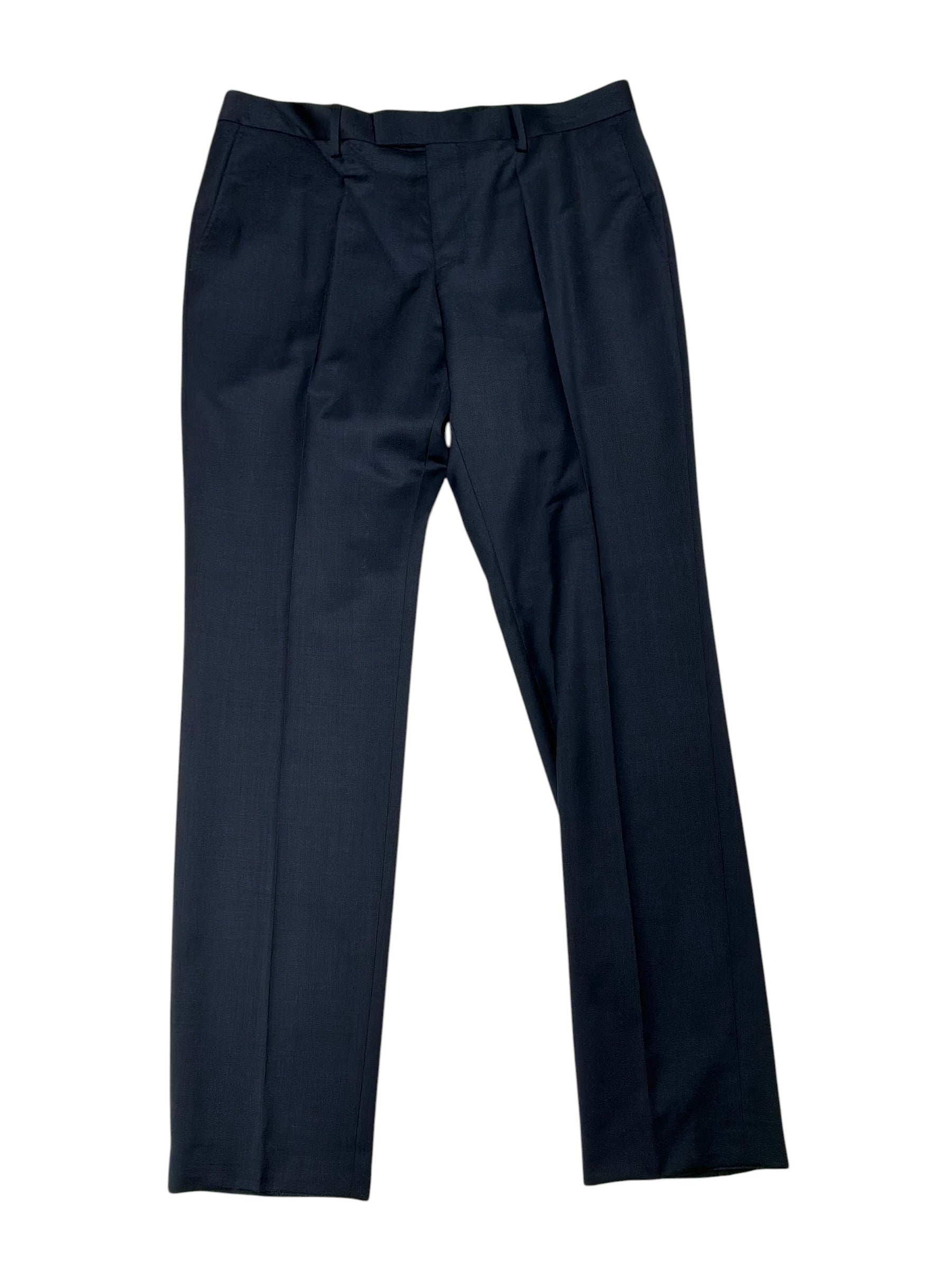 Hugo Boss Mens Slim fit Wool Dress Pants Size 36 Navy Blue Mini Check
