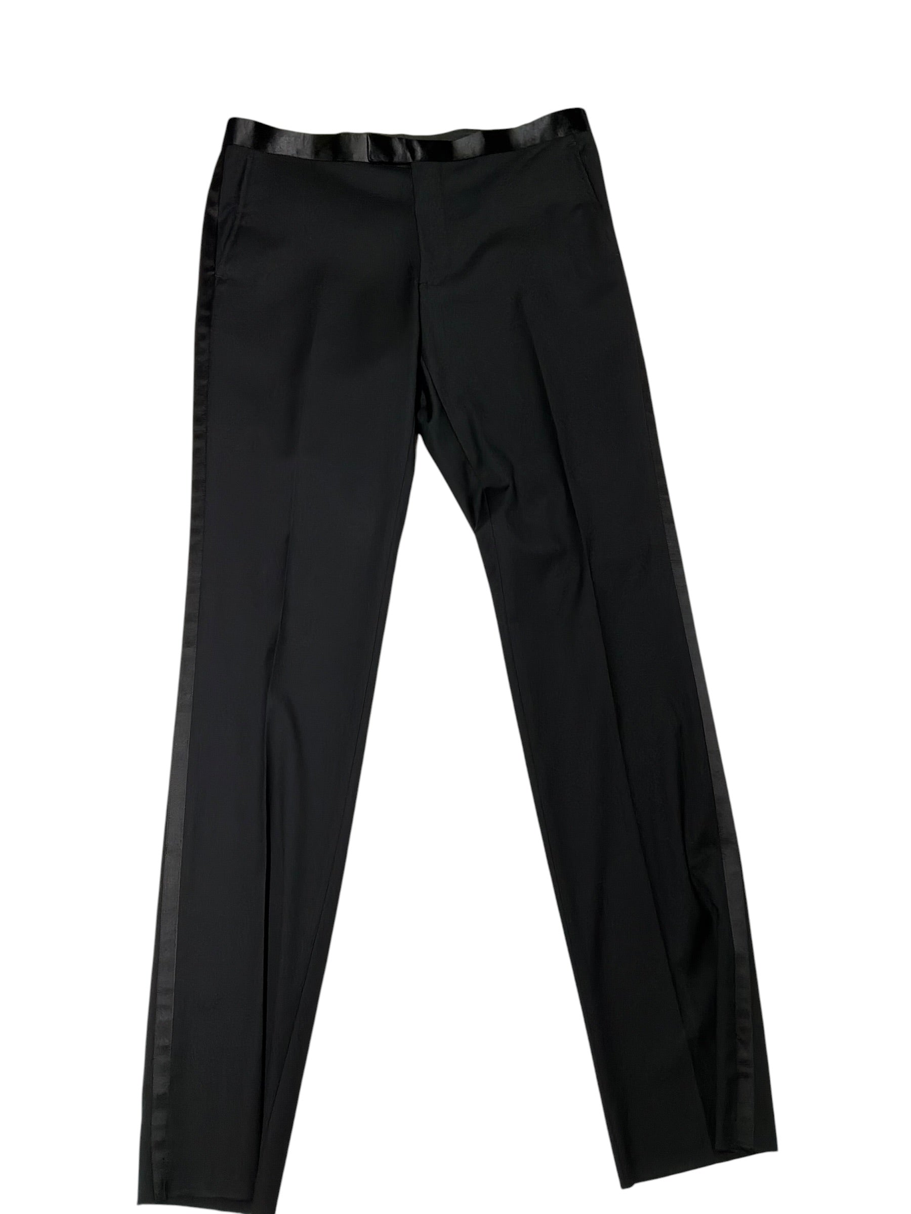 John Varvatos Mens Slim fit Tuxedo Pants Size 33 Wool  Black Solid