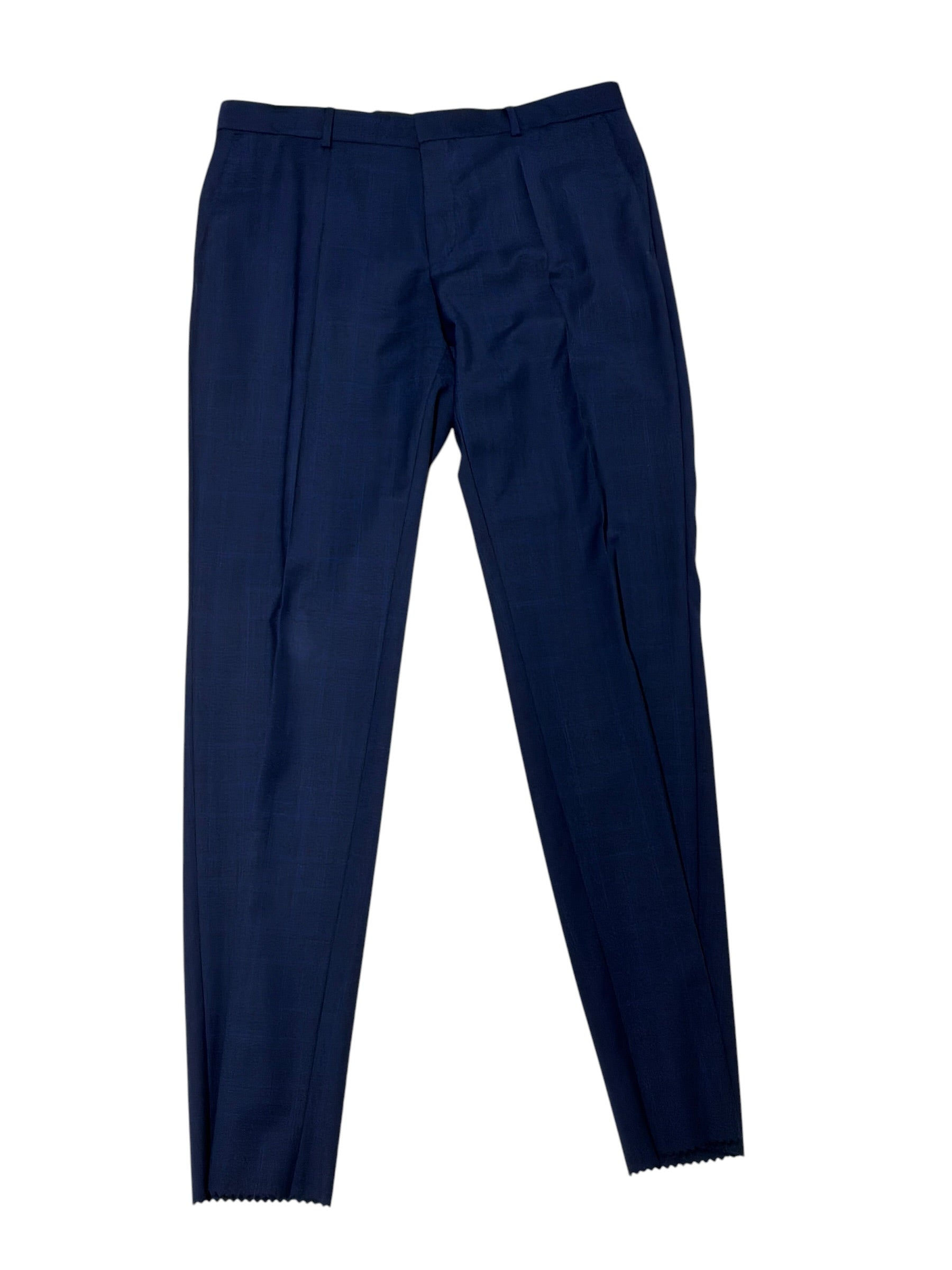 Hugo Boss Mens Slim fit Wool Dress Pants Size 36 Blue Plaid