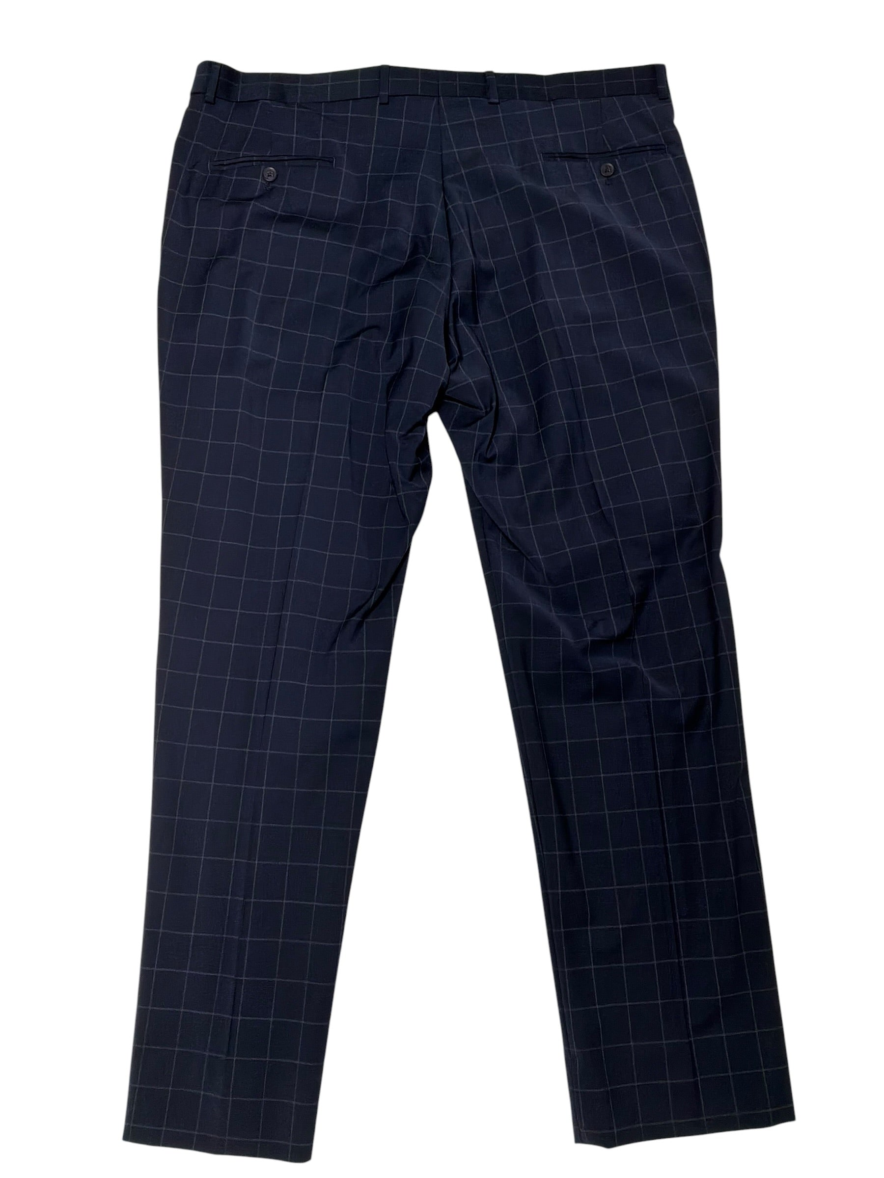 Brooks Brothers Mens Regular fit Pants Pants 40 / 32 Navy Blue Windowpane Wool