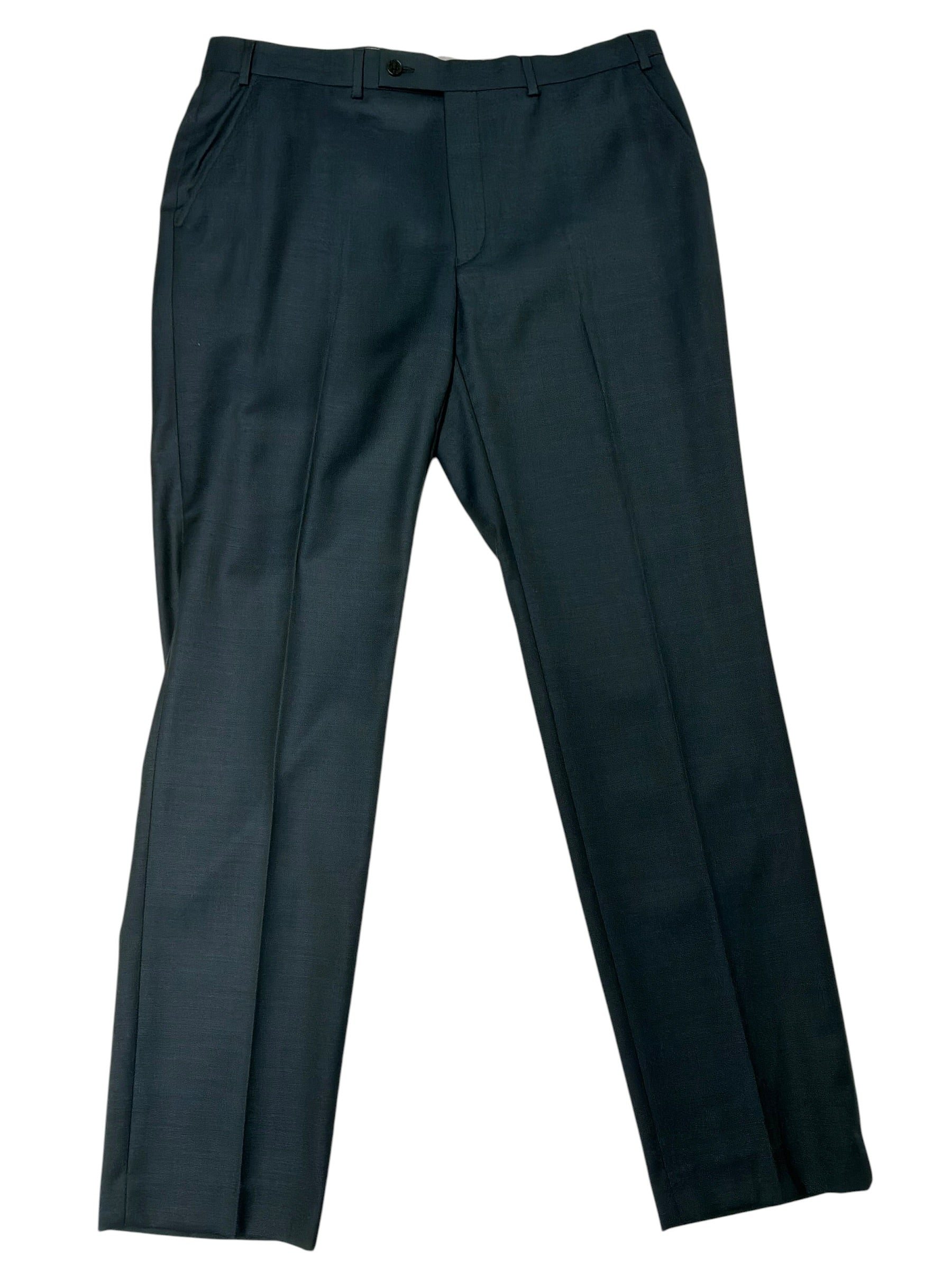 Calvin Klein Mens Regular fit Wool Dress Pants 36 / 32 Dark Green Solid