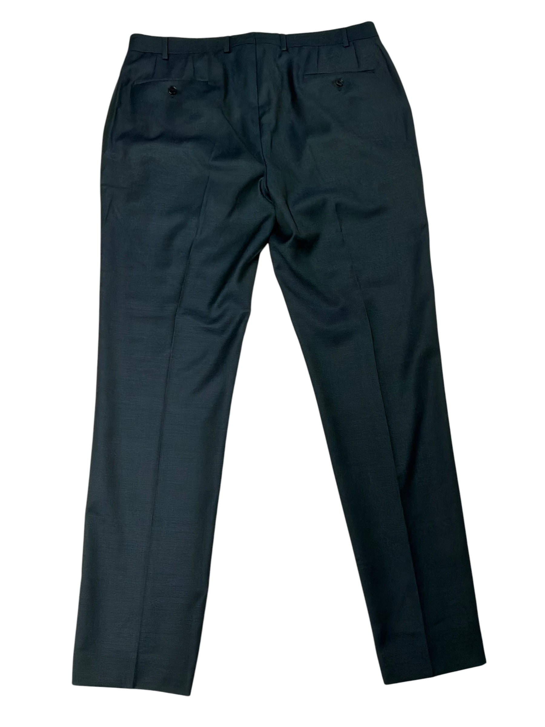 Calvin Klein Mens Regular fit Wool Dress Pants 36 / 32 Dark Green Solid