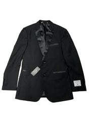 Adam Baker Mens Slim fit 2 Piece Tuxedo Suit 36 R / 28 Waist Black Solid Wool