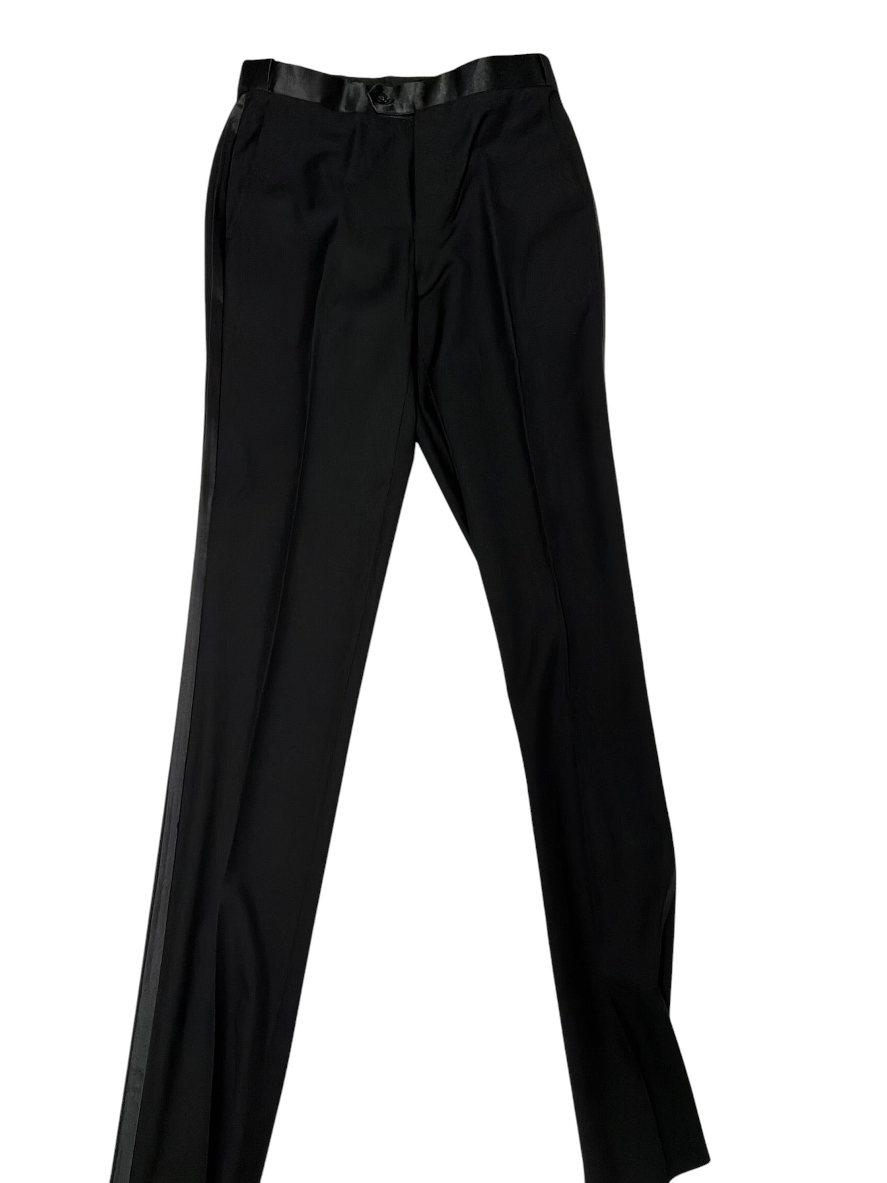 Adam Baker Mens Slim fit 2 Piece Tuxedo Suit 36 R / 28 Waist Black Solid Wool