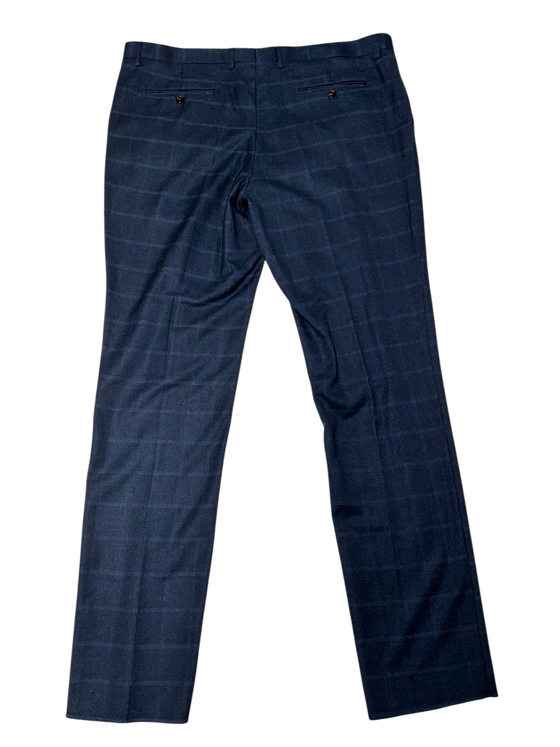 Gino Vitale Mens Regular fit Vested 3 Piece Suit 48 R / 42 Waist Navy Blue Plaid