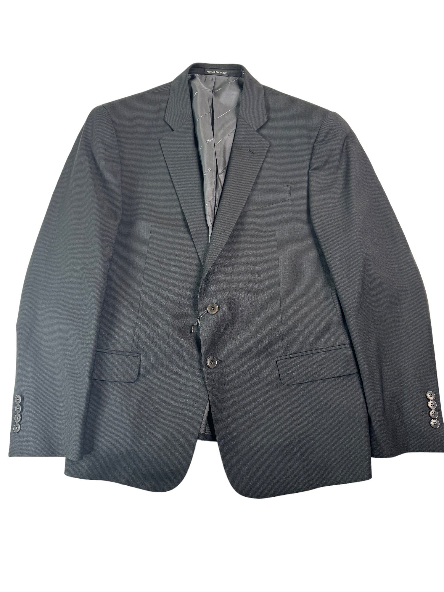 Armani Exchange Mens Dark Charcoal Pinstripe Suit Jacket 40R