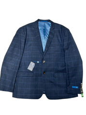 Gino Vitale Mens Regular fit Vested 3 Piece Suit 48 R / 42 Waist Navy Blue Plaid