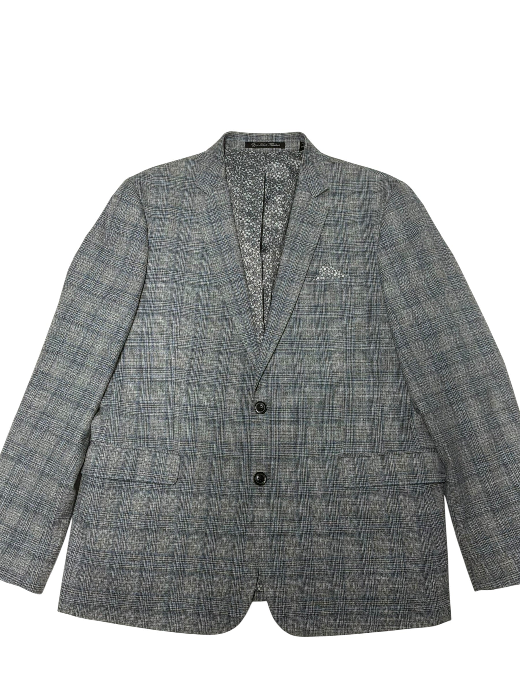 Nick Graham Mens Slim fit Suit Jacket Blazer 44 R Grey Plaid Stretch