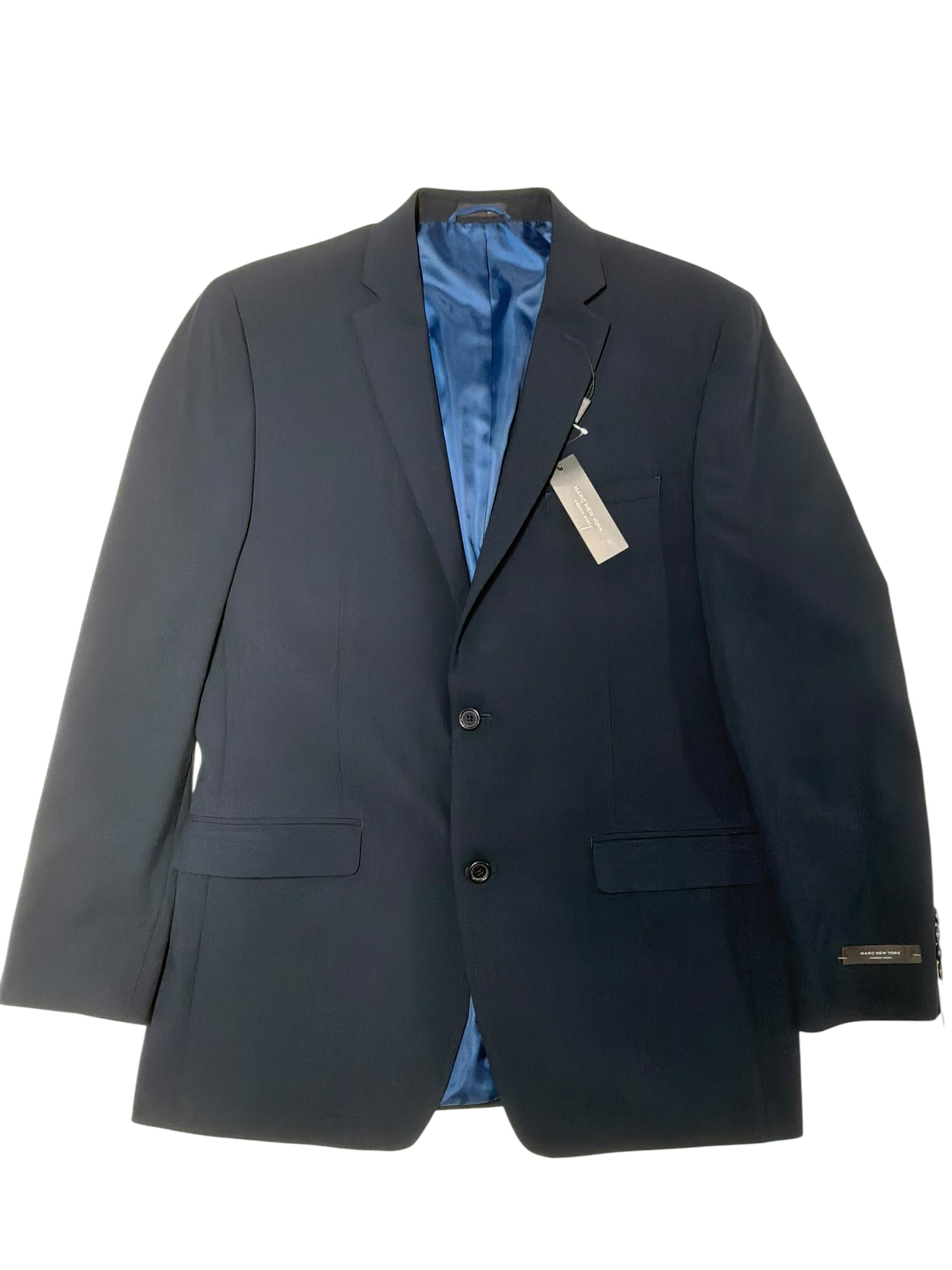 Andrew Marc Mens Slim fit Suit Jacket Blazer 42 L Navy Blue Solid Stretch