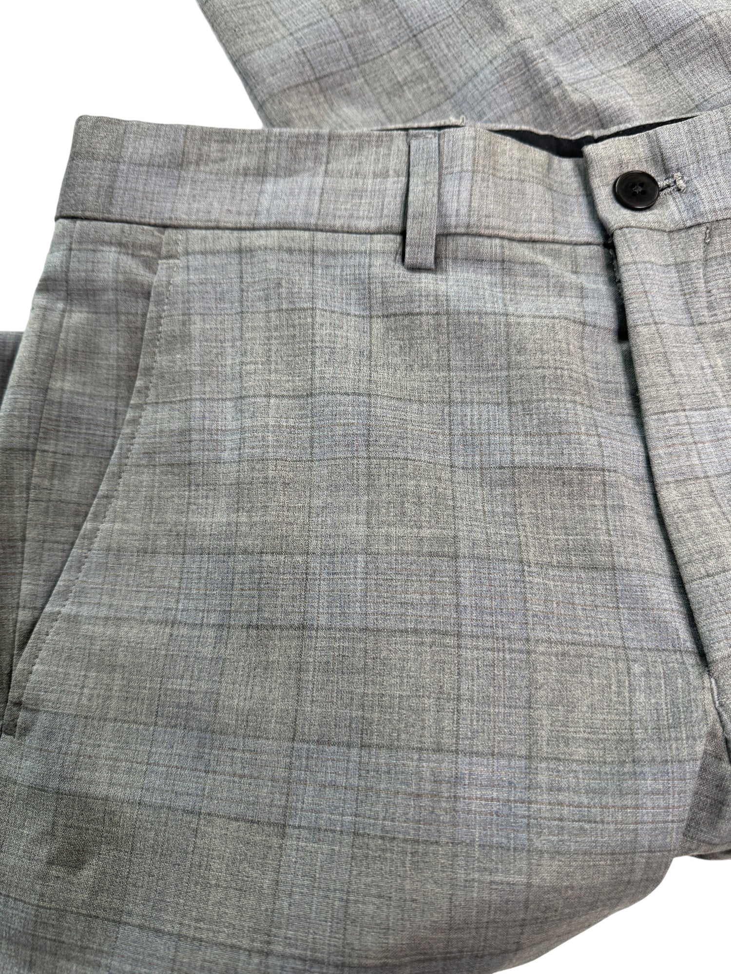 AX Armani Exchange Slim Fit Men's Grey Blue Plaid Dress Pants 34 x 32 Wool
