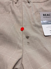 Kenneth Cole Mens Slim fit Dress Pants 33 / 32 Beige Check