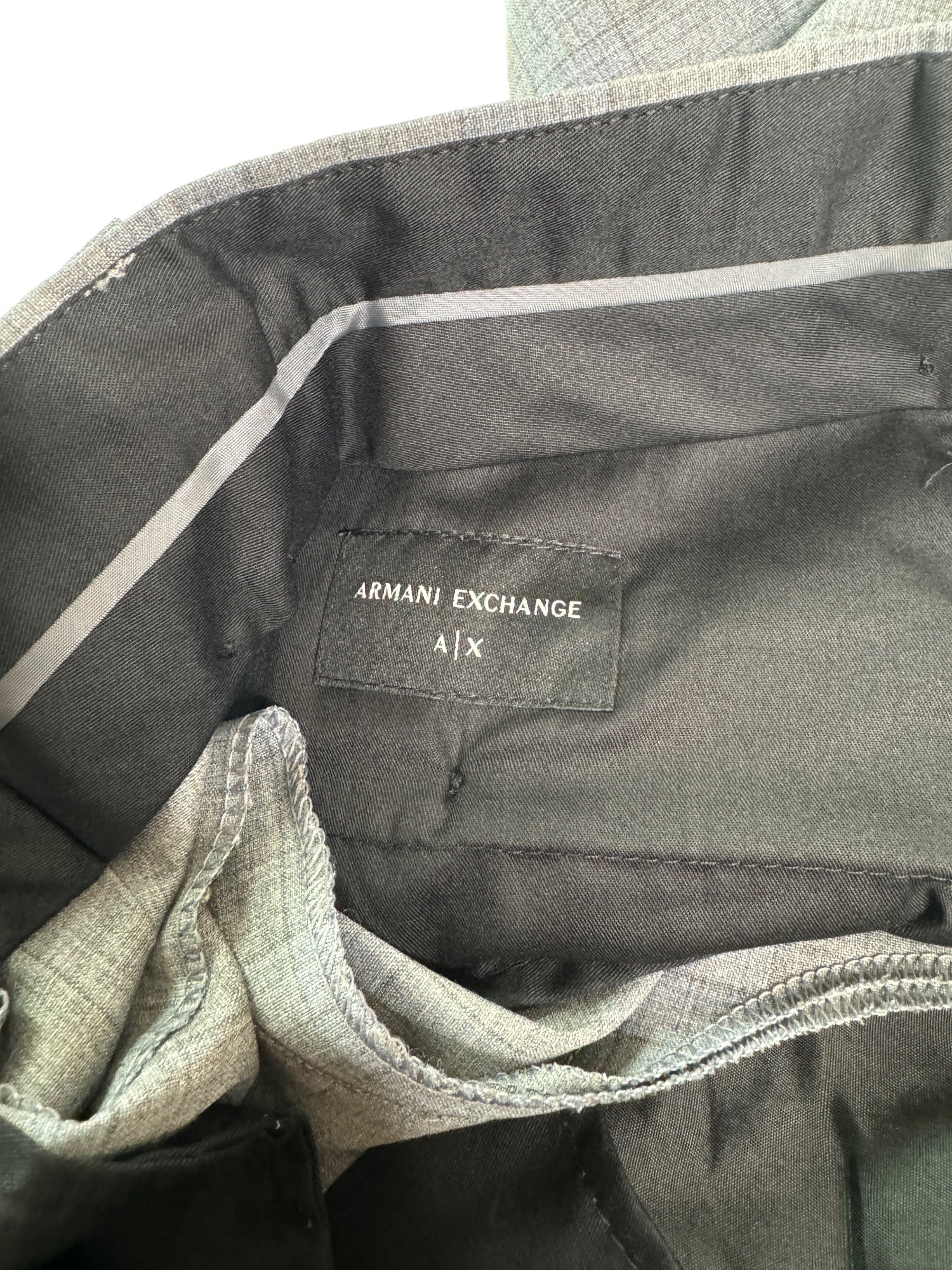 AX Armani Exchange Slim Fit Men's Grey Blue Plaid Dress Pants 32 x 32 Wool