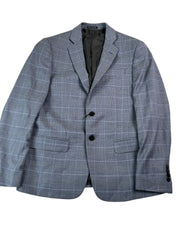 AX Armani Exchange Slim Fit Mens Blue Plaid Suit Jacket 36S Sport Coat Wool