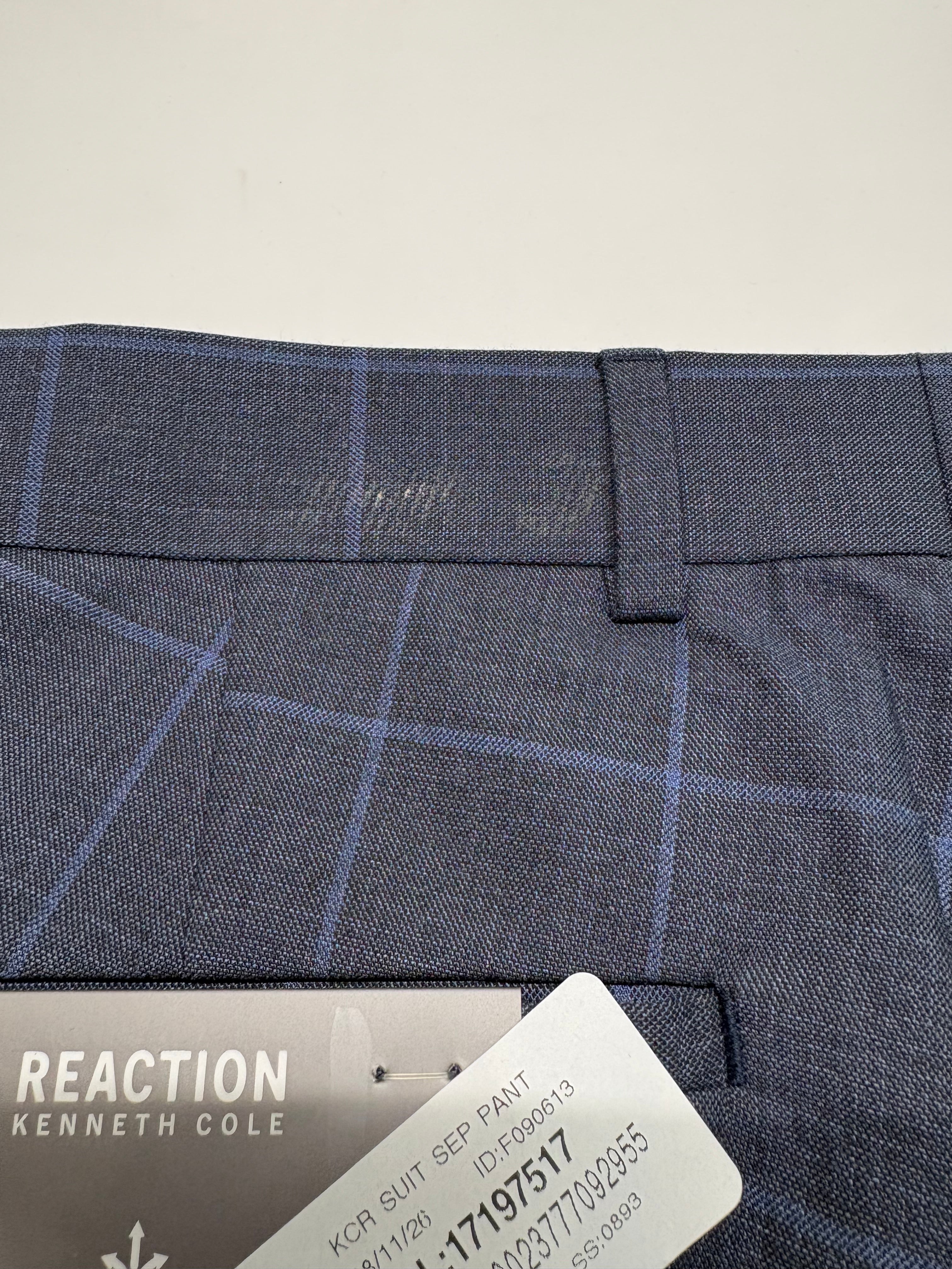 Kenneth Cole Mens Slim fit Dress Pants 34 / 30 Blue Plaid