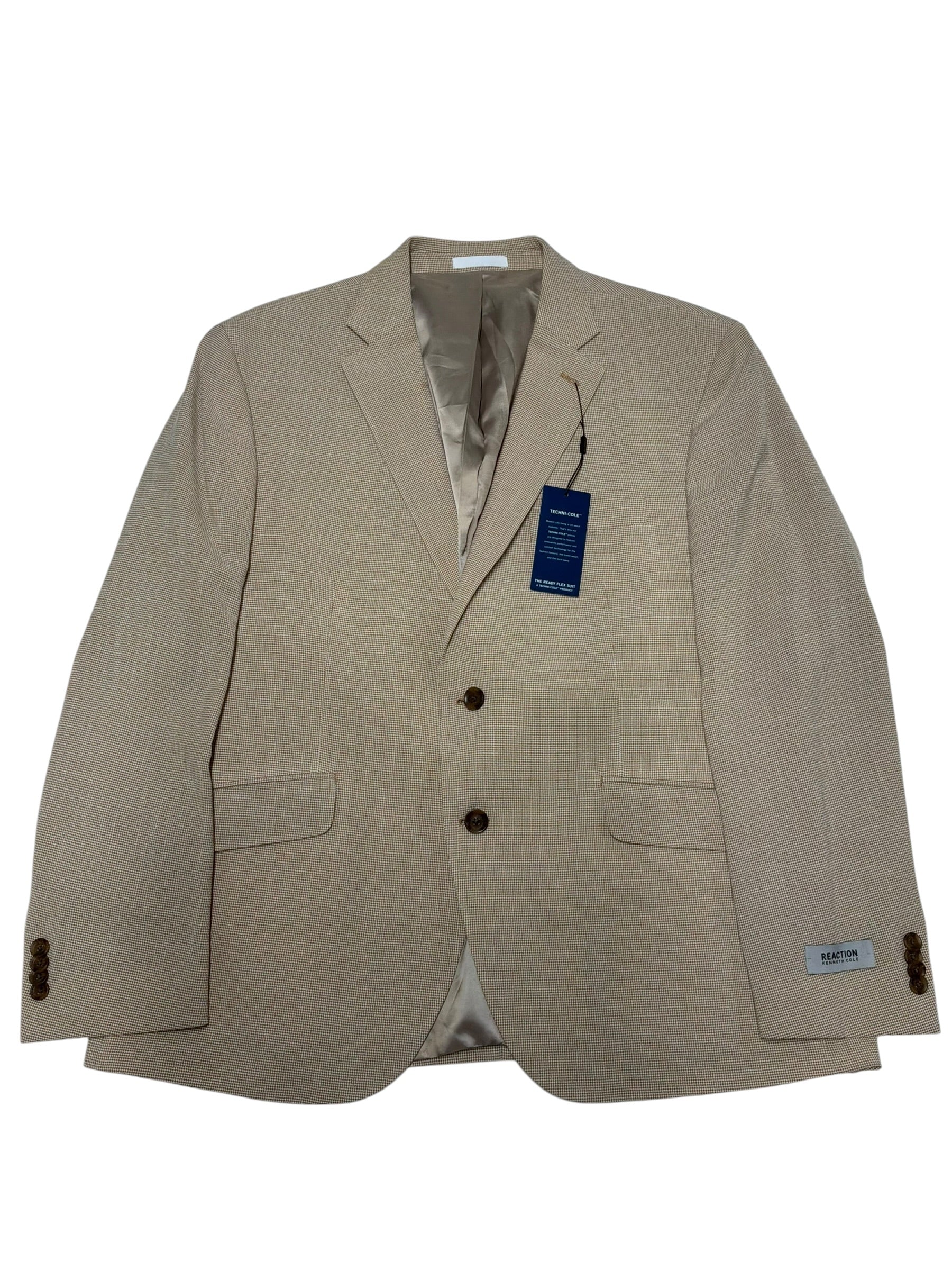 Perry Ellis Mens Modern fit Suit Jacket Blazer 46 S Seersucker Tan Check