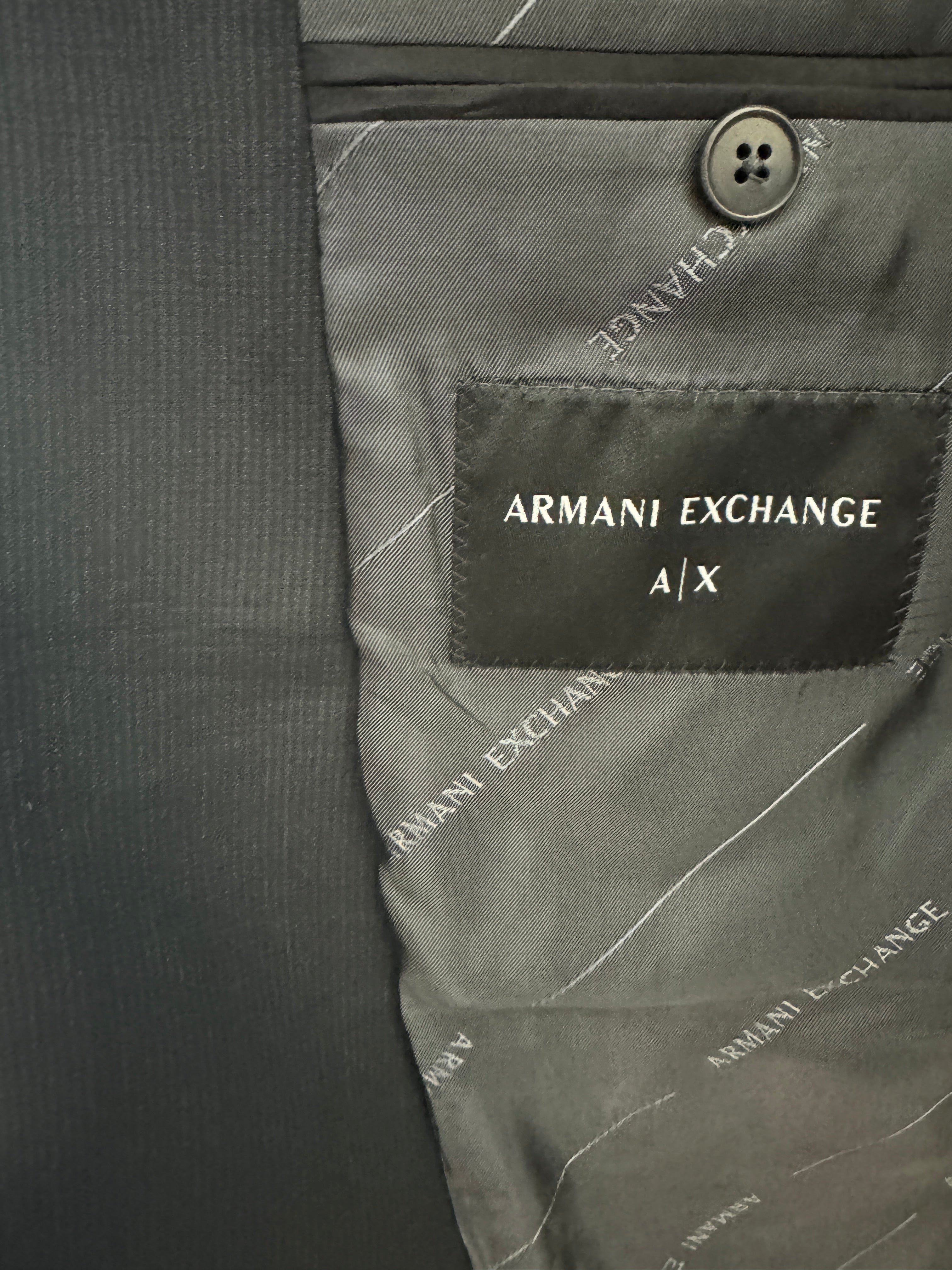 Armani Exchange Mens Dark Charcoal Pinstripe Suit Jacket 44R