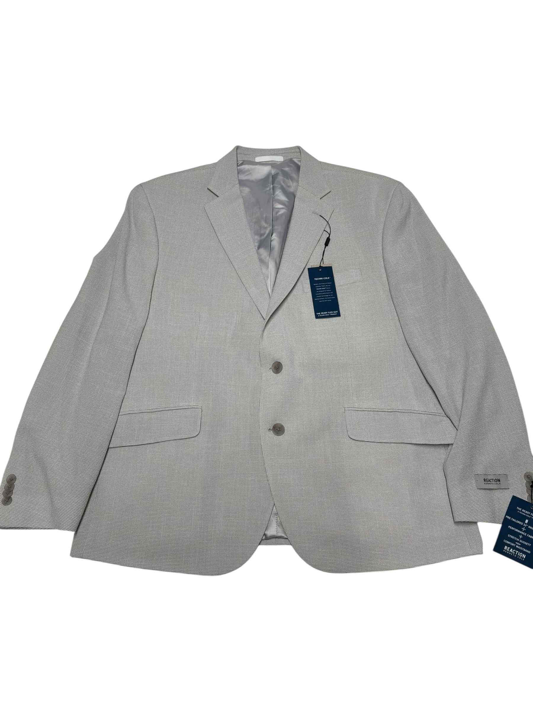 Perry Ellis Mens Modern fit Suit Jacket Blazer 46 S Seersucker Light Grey Check