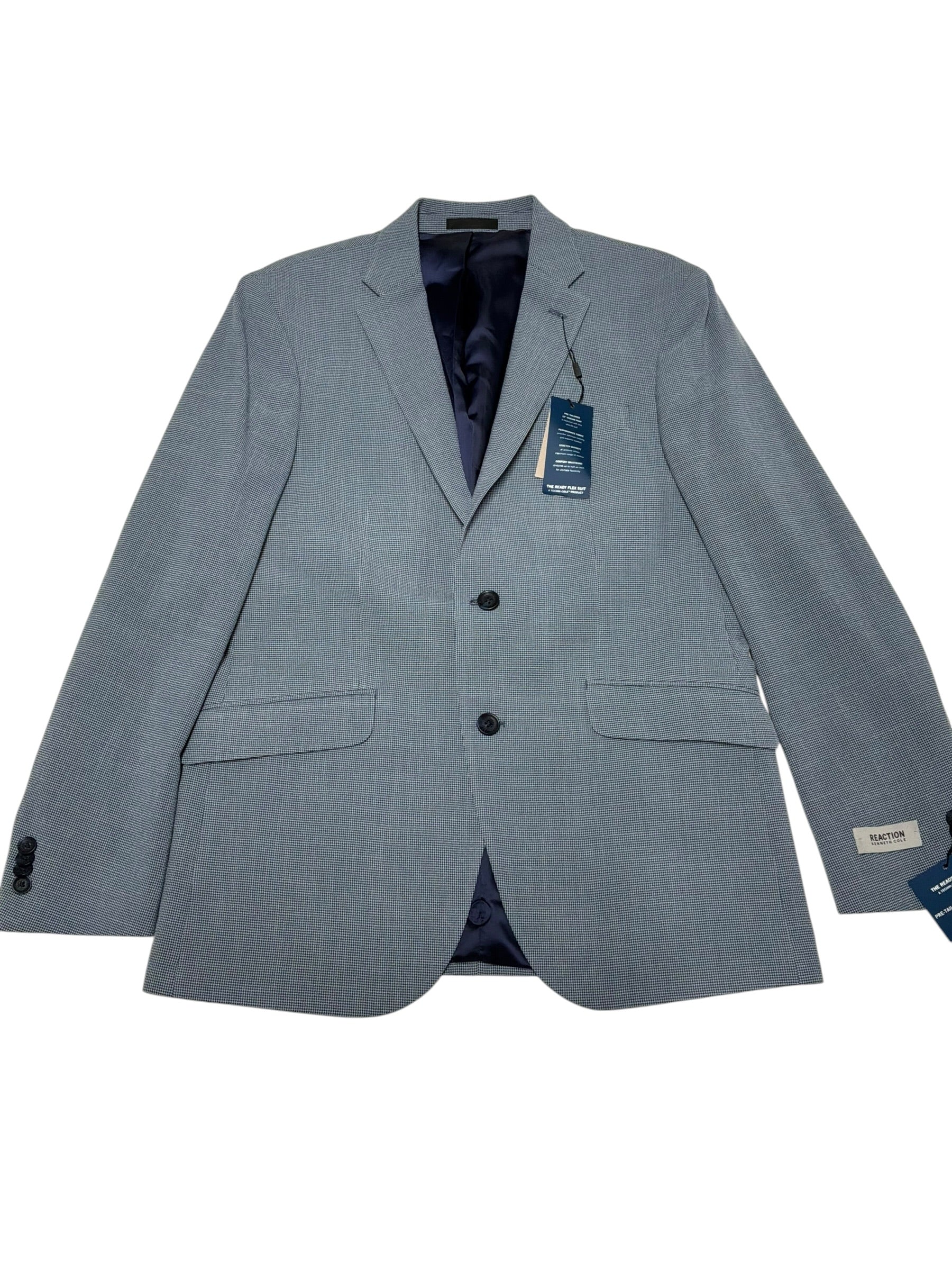 Kenneth Cole Mens Slim fit Suit Jacket Blazer 40 R Seersucker Blue Check