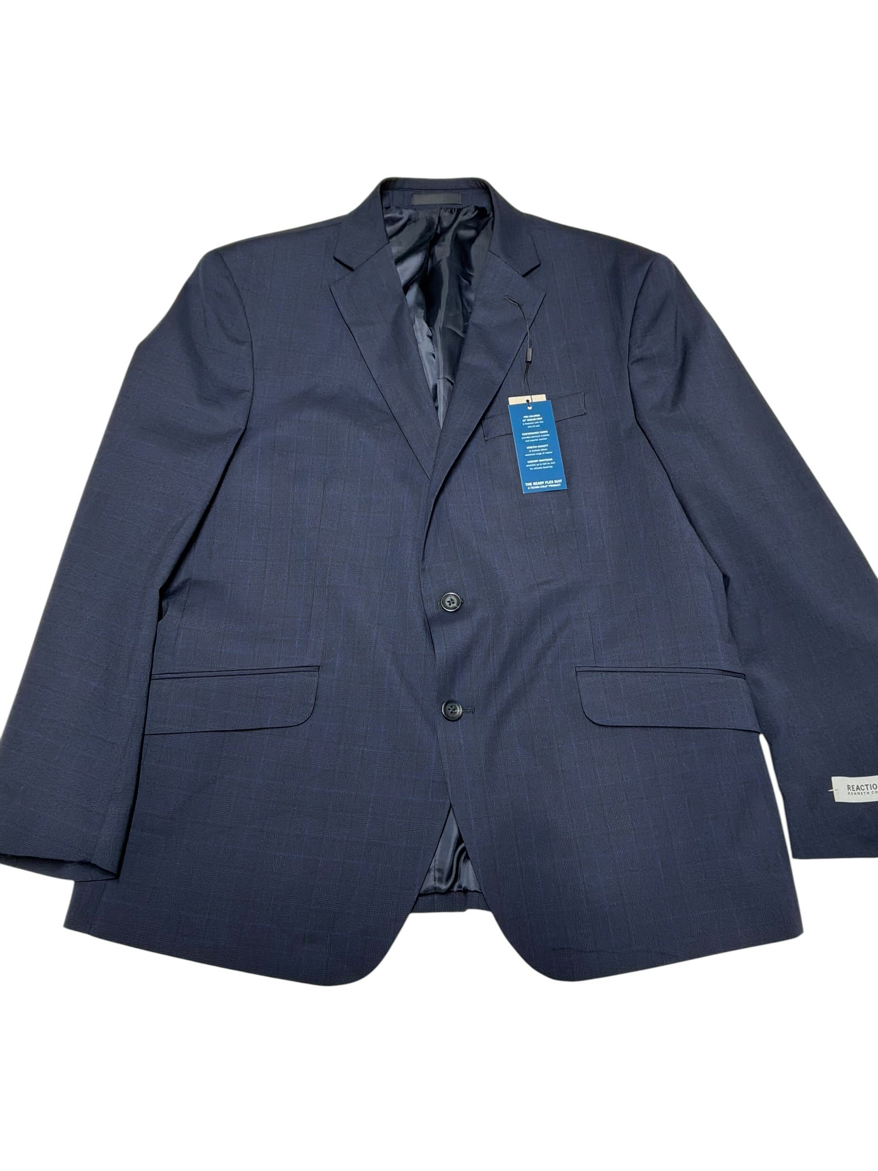 Kenneth Cole Mens Slim fit Suit Jacket Blazer 46 R Navy Blue Plaid