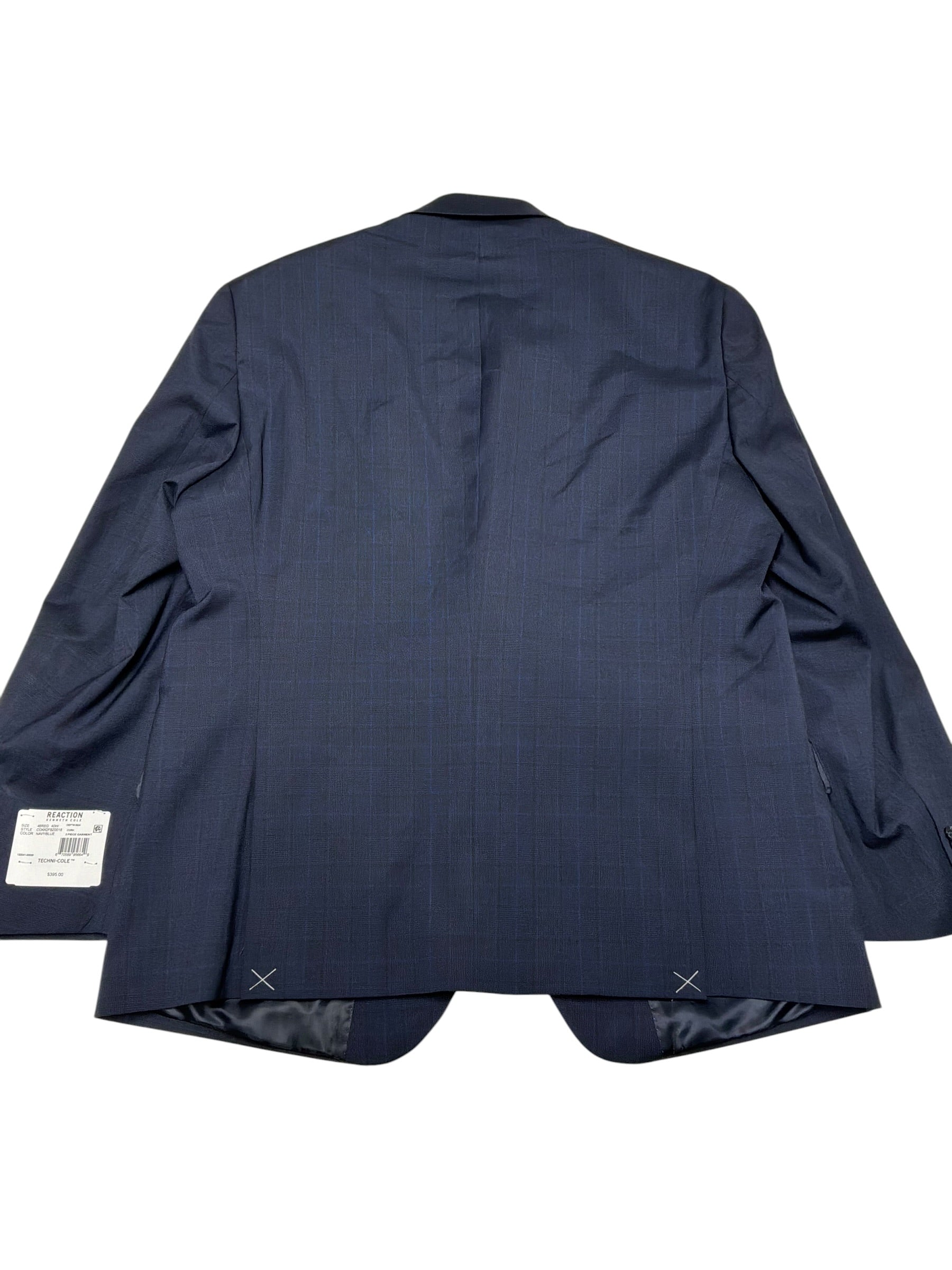 Kenneth Cole Mens Slim fit Suit Jacket Blazer 46 R Navy Blue Plaid