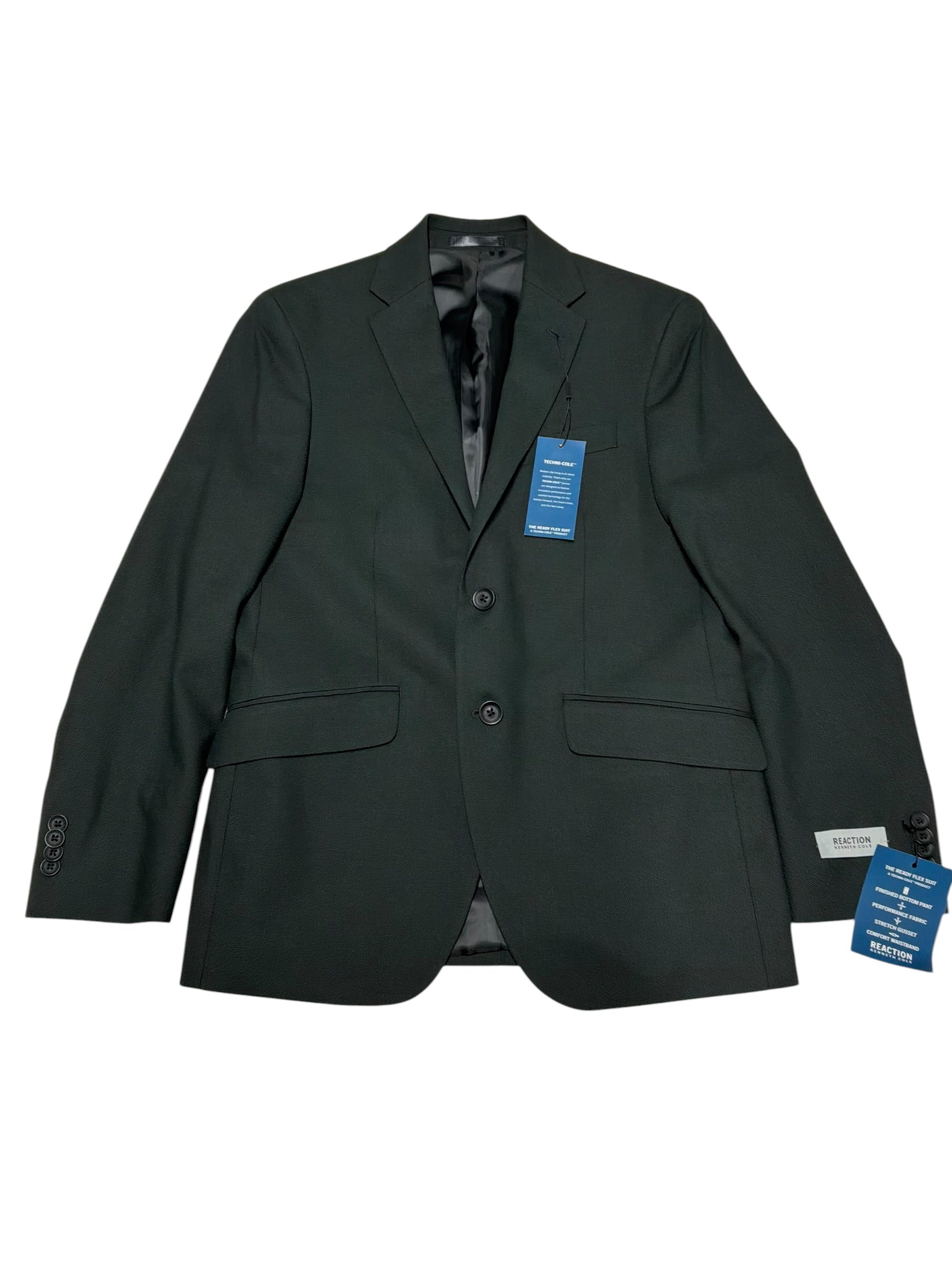 Kenneth Cole Mens Slim fit Suit Jacket Blazer 48 R Dark Green Solid Stretch