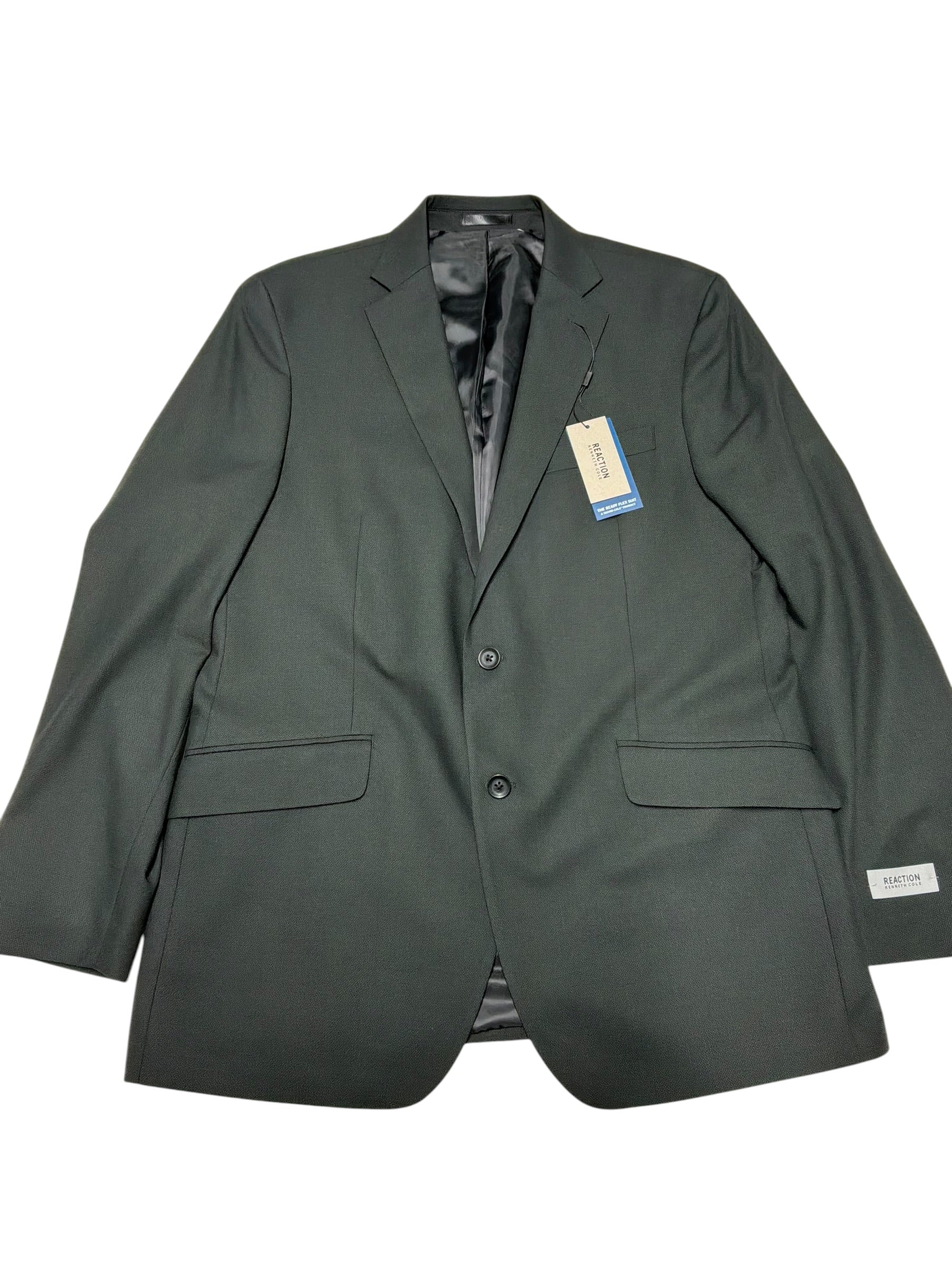 Kenneth Cole Mens Slim fit Suit Jacket Blazer 44 L Dark Green Solid Stretch