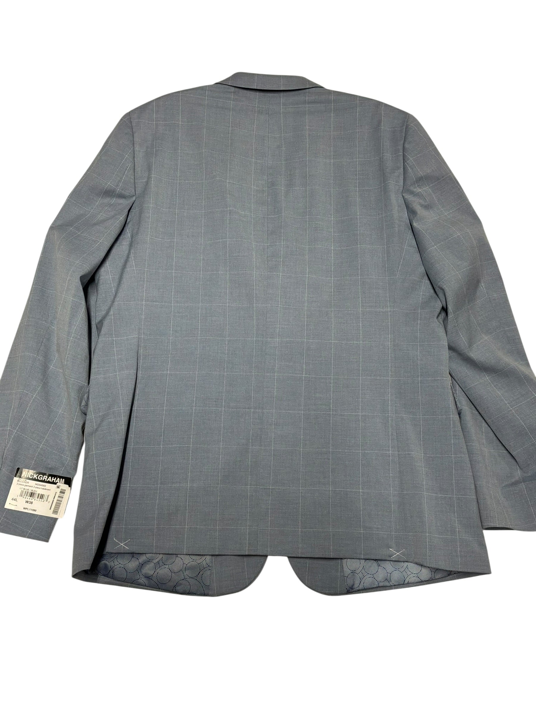 Nick Graham Mens Slim fit Suit Jacket Blazer 44 L Light Blue Windowpane