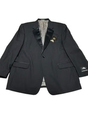 Stafford Mens Regular fit Tuxedo Jacket Blazer 48 R Black Solid Wool