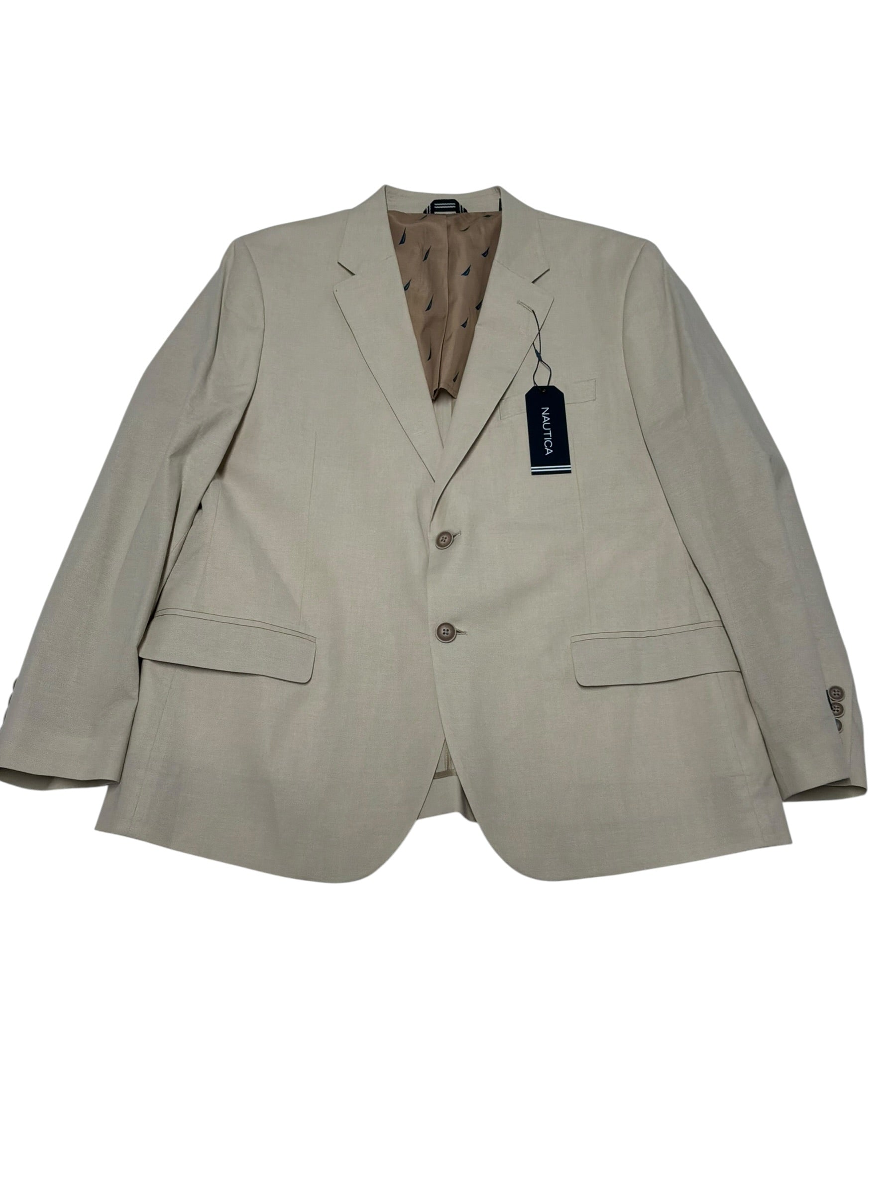 Nautica Mens Modern fit Suit Jacket Blazer 44 S Beige Light Khaki Cotton