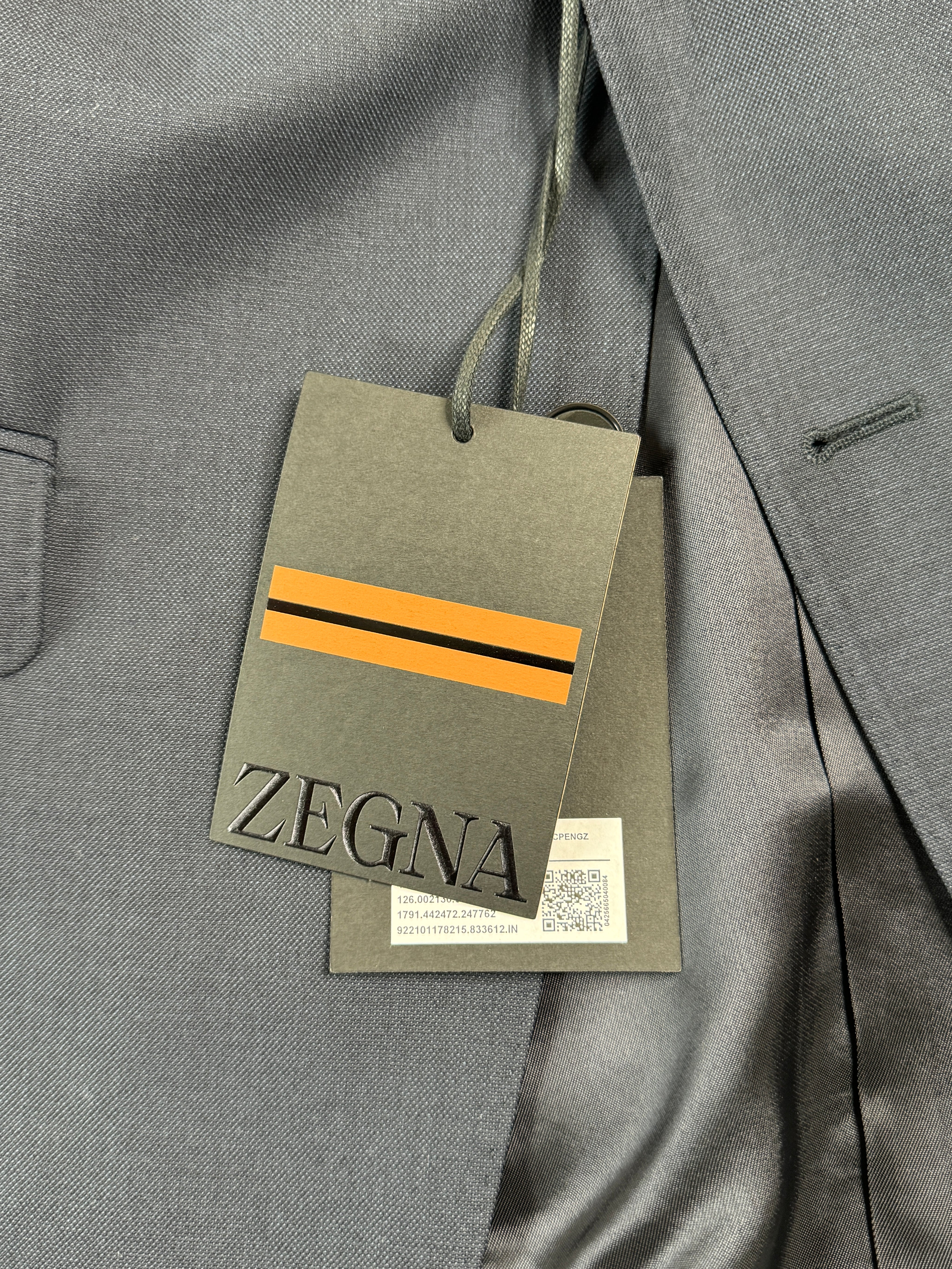 Z Zegna Mens Slim Fit Suit EU 50L US 40L 34 Pant D8 Navy Blue Wool ITALY