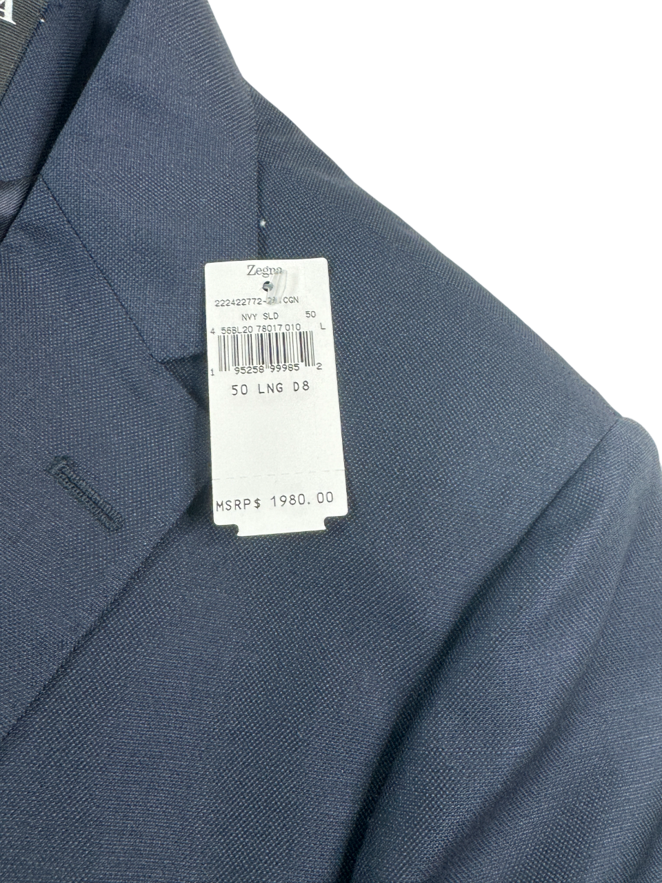 Z Zegna Mens Slim Fit Suit EU 50L US 40L 34 Pant D8 Navy Blue Wool ITALY