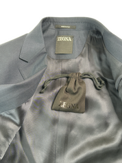 Z Zegna Mens Slim Fit Suit EU 50L US 40L 34 Pant D8 Navy Blue Wool ITALY