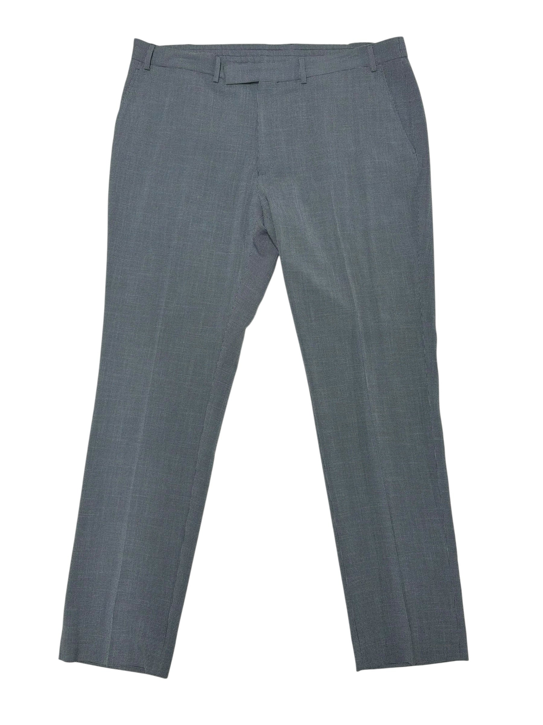 Kenneth Cole Mens Slim fit Dress Pants 40 / 32 Seersucker Blue Check
